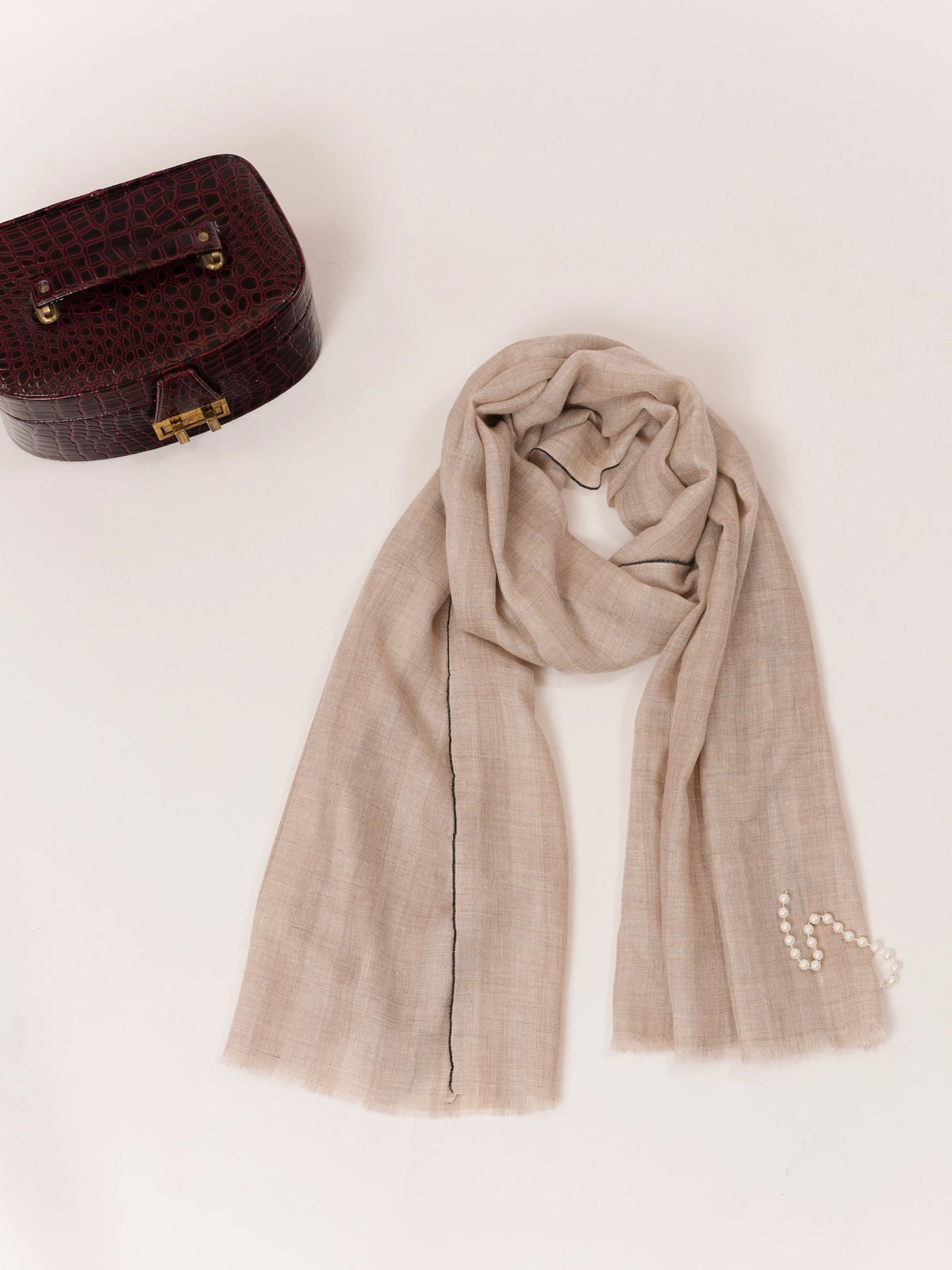 Natural Grey Stripe Baby Soft Cashmere Stole Shahkaar