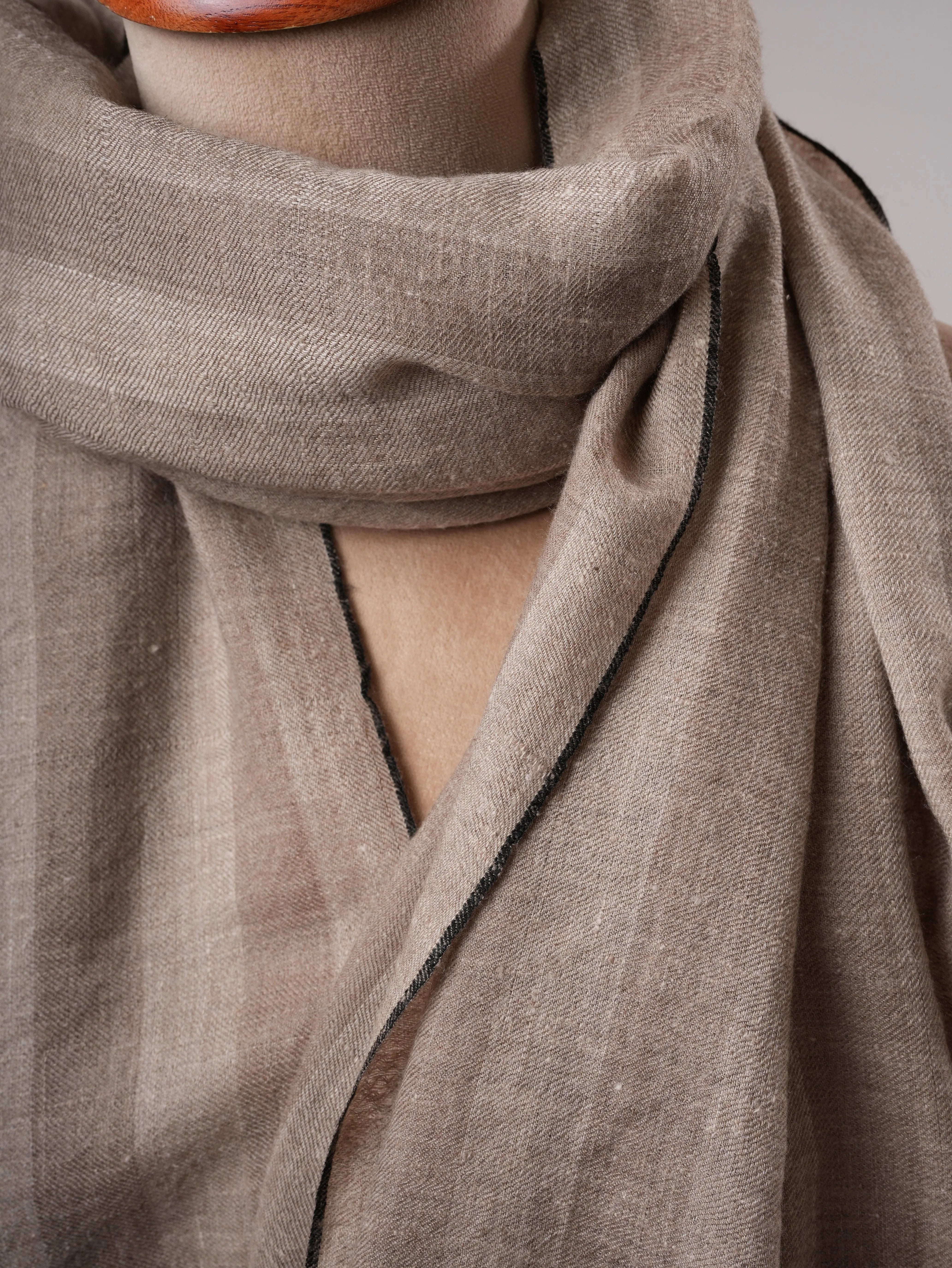 Natural Grey Stripe Baby Soft Cashmere Stole Shahkaar