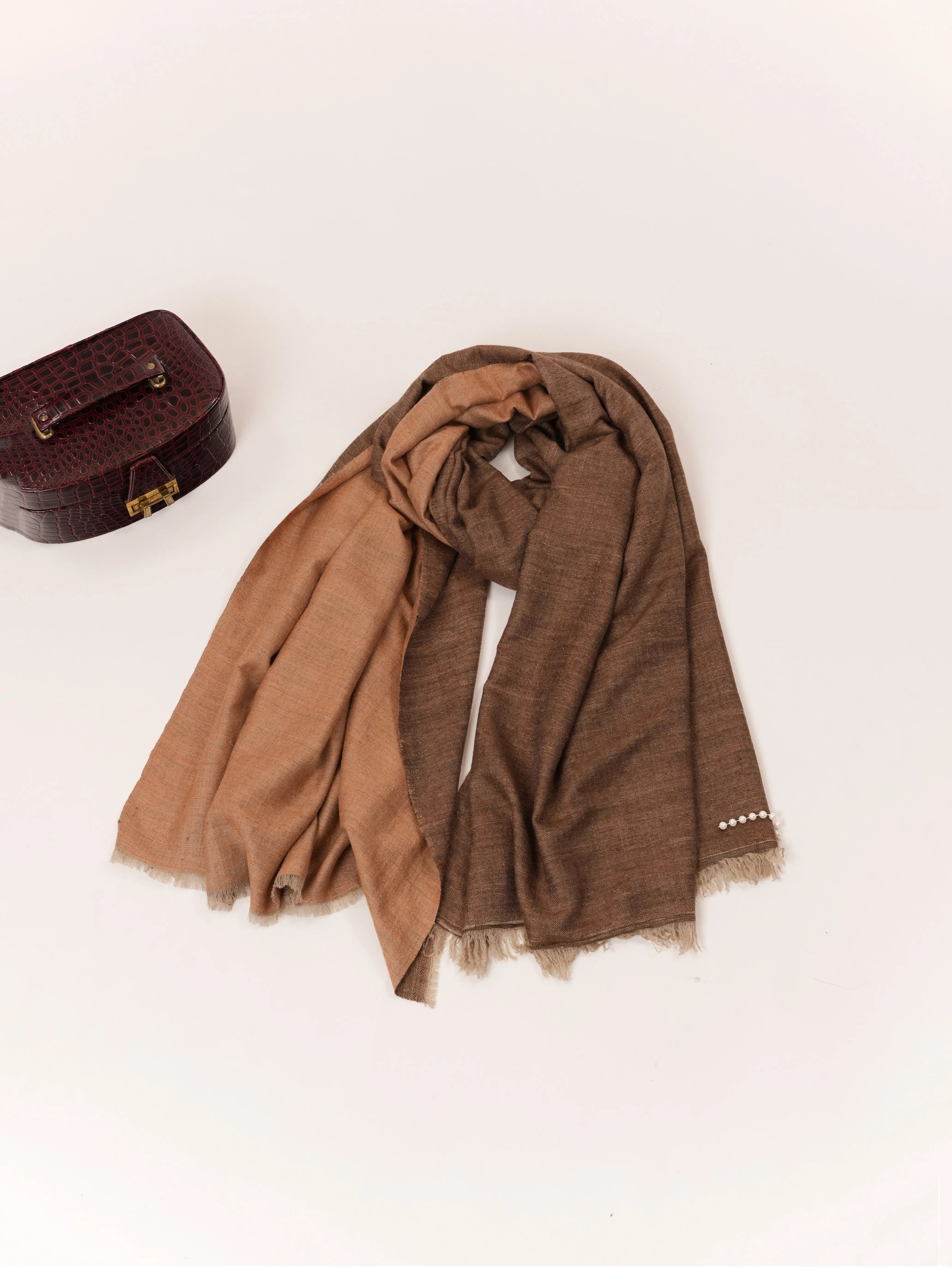 Oversized Handwoven Kashmiri Handspun Pure Pashmina Shawl in Dual Shade Shahkaar.com