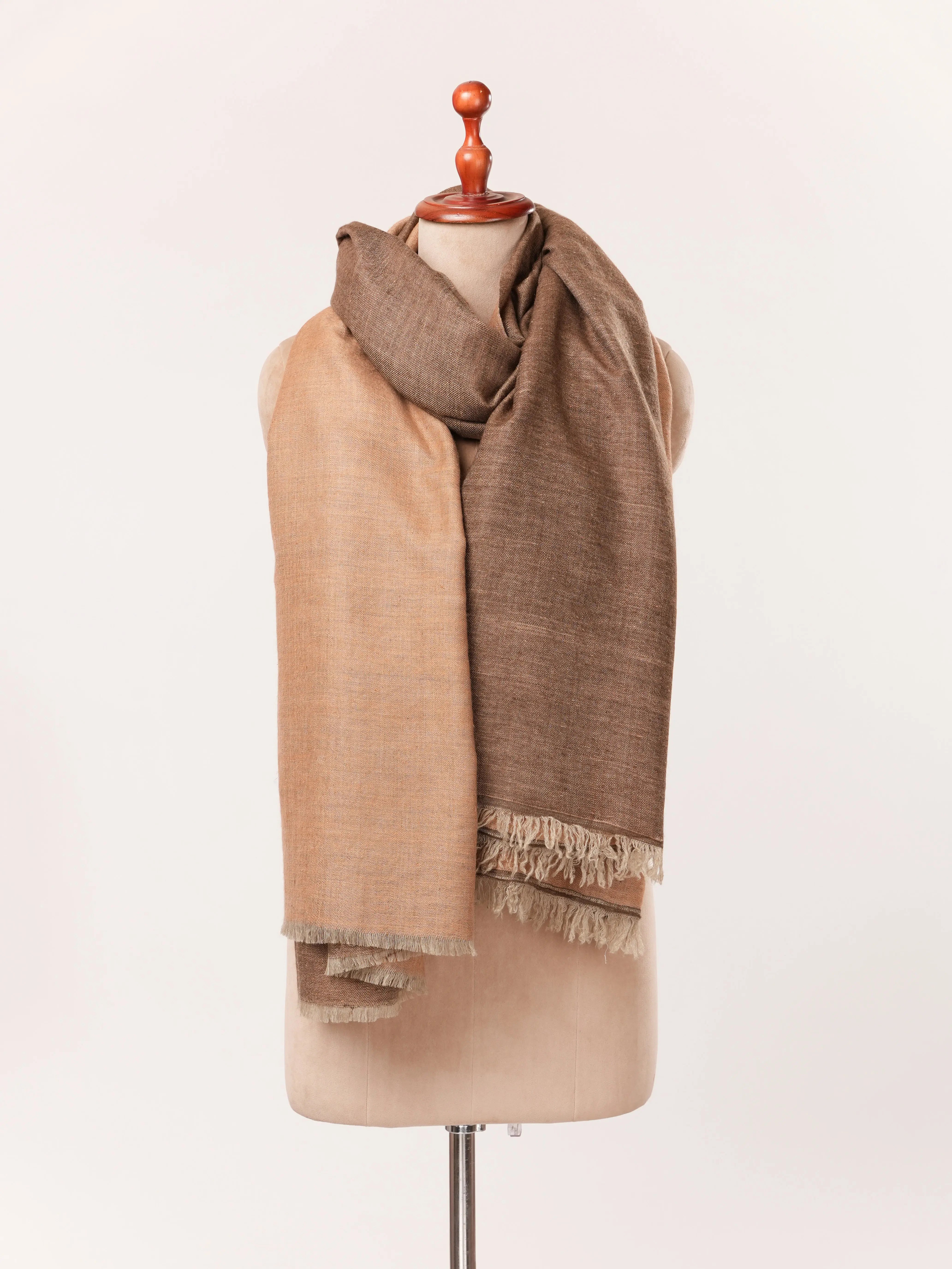 Oversized Handwoven Kashmiri Handspun Pure Pashmina Shawl in Dual Shade Shahkaar.com