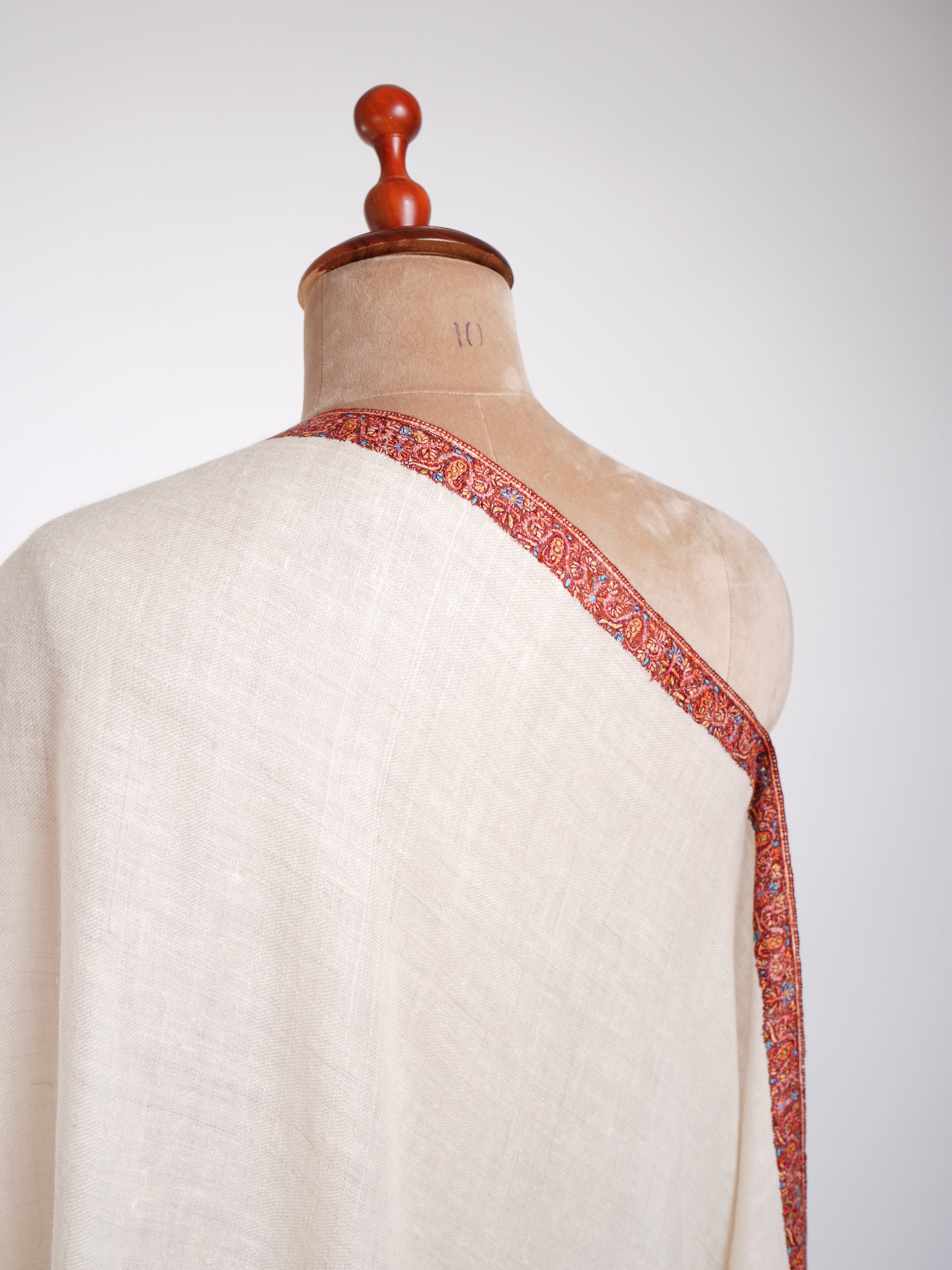 Ivory Handmade Authentic Pashmina Shawl Shahkaar