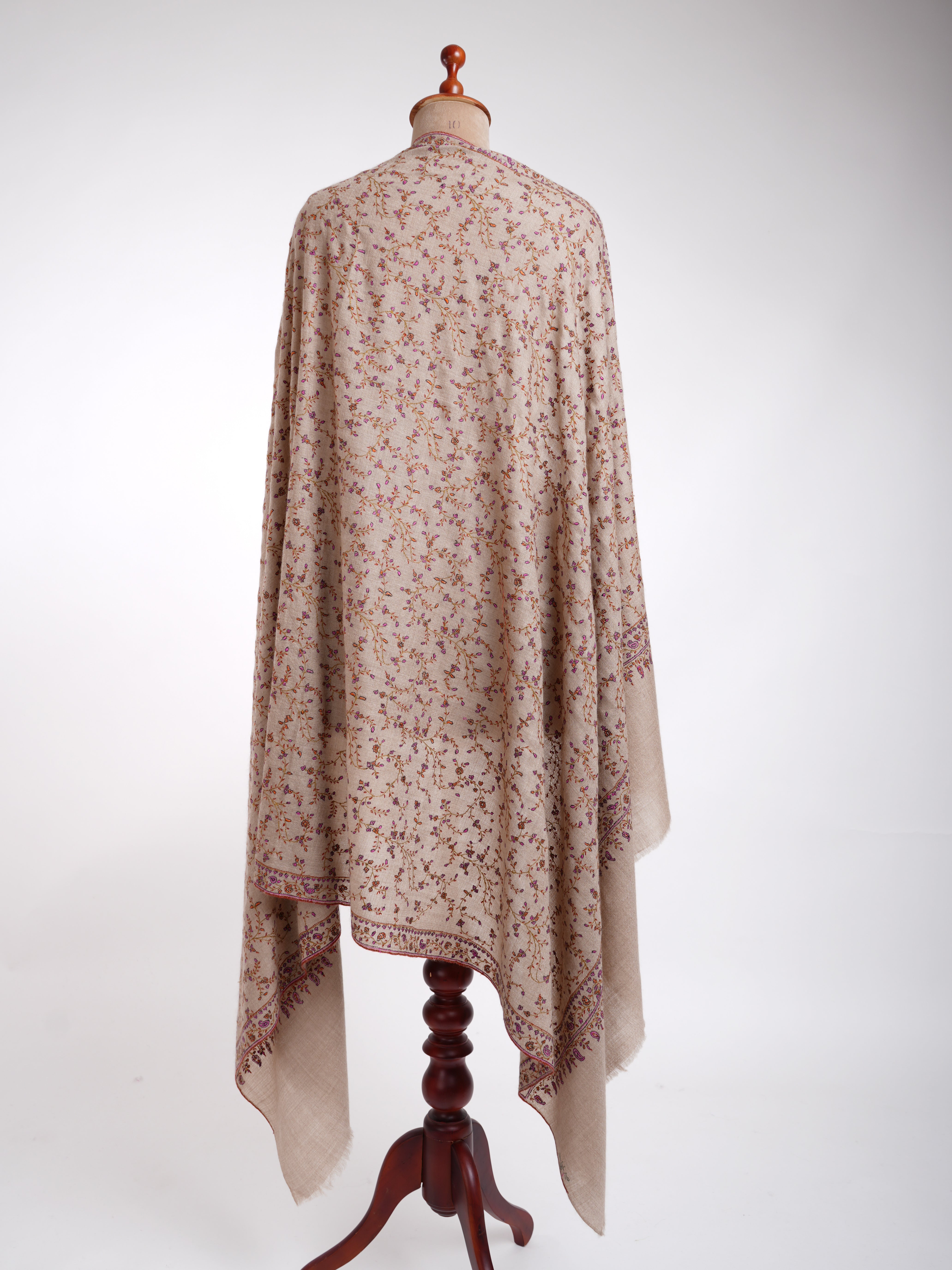 Grey Handmade Bridal Pashmina Shawl Shahkaar