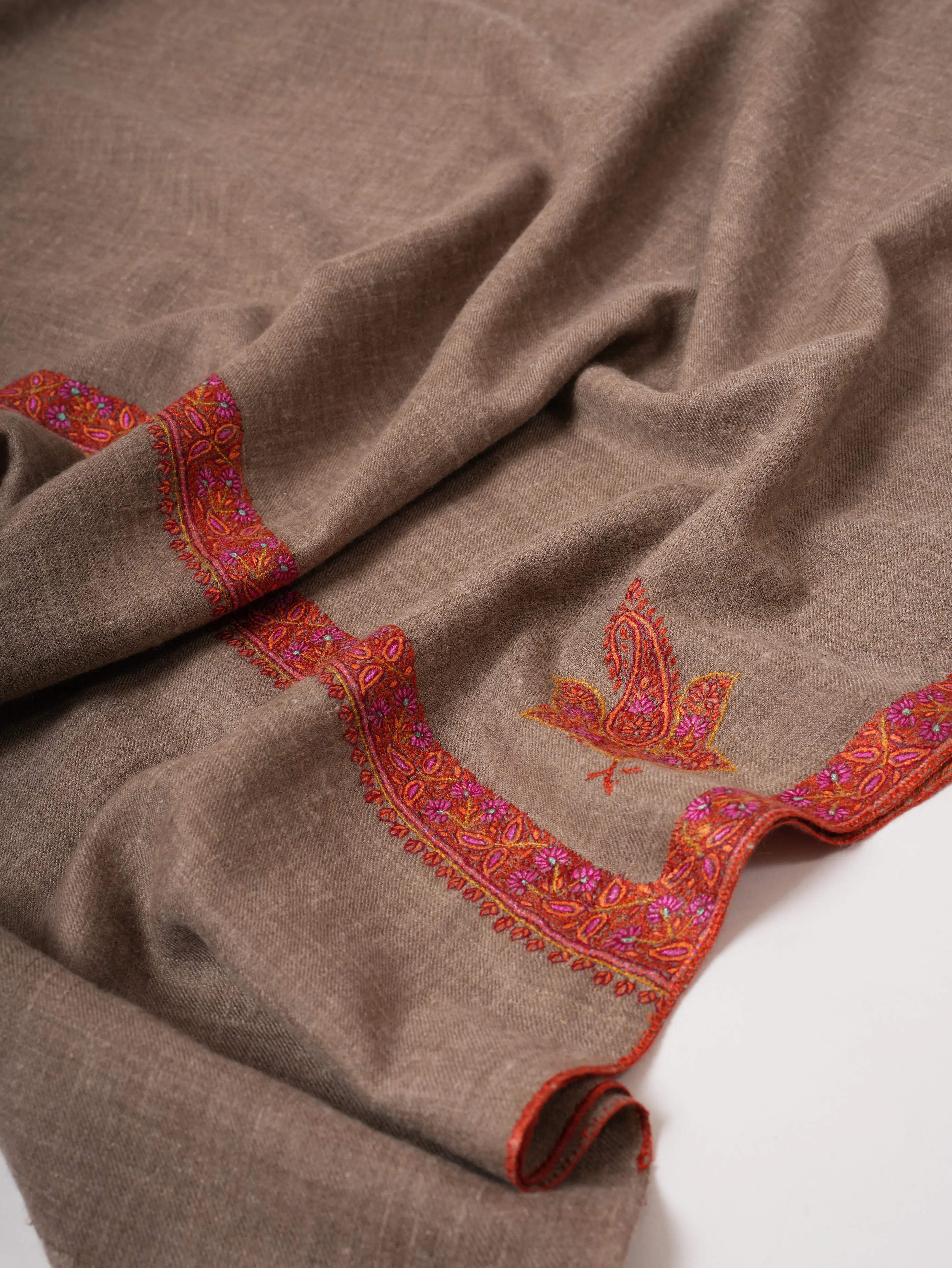 Toosh Color Handwoven Hashia Embroidered Kashmiri Pashmina Shawl – Timeless Luxury Wrap Shahkaar