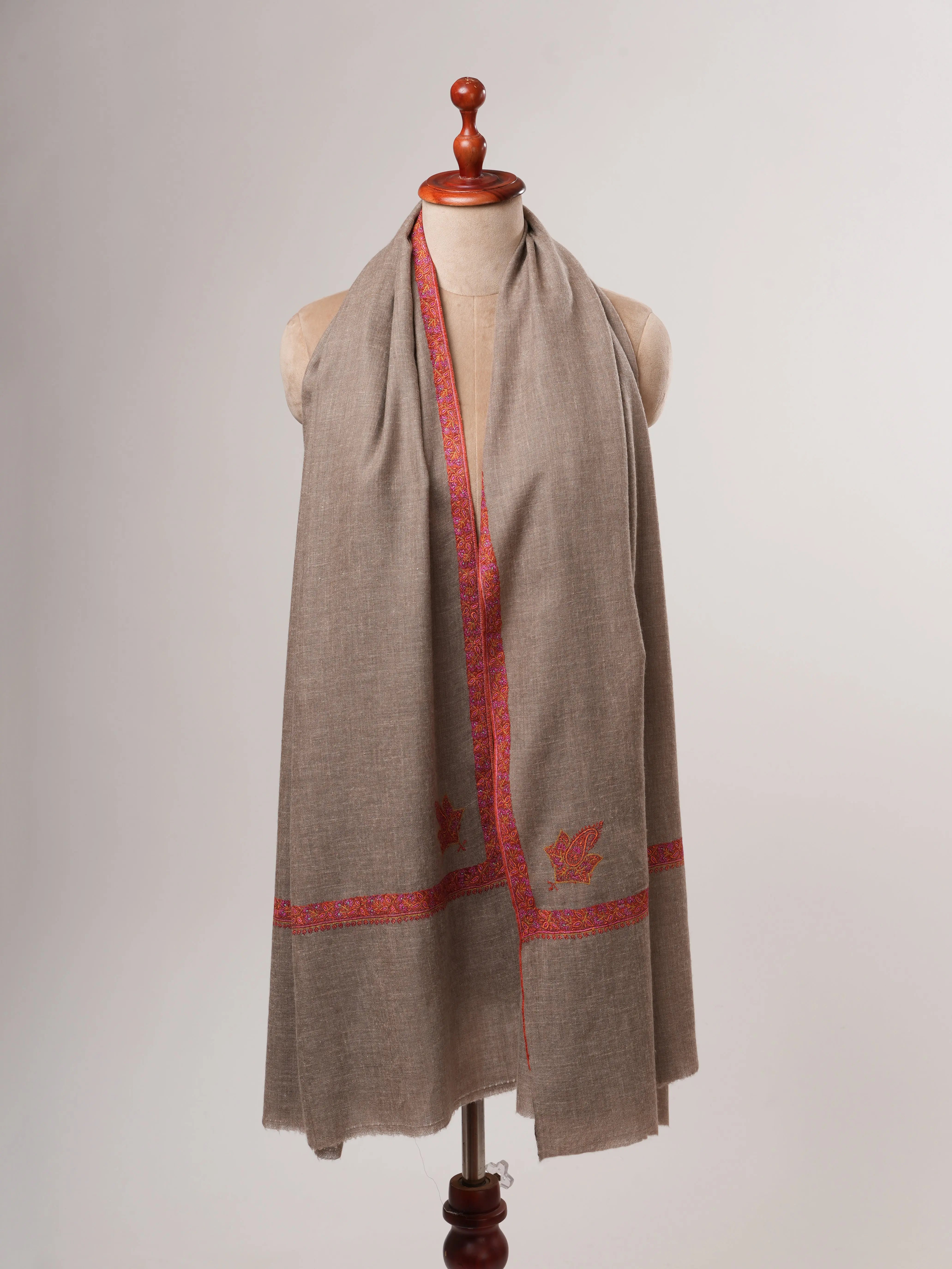Toosh Color Handwoven Hashia Embroidered Kashmiri Pashmina Shawl – Timeless Luxury Wrap Shahkaar