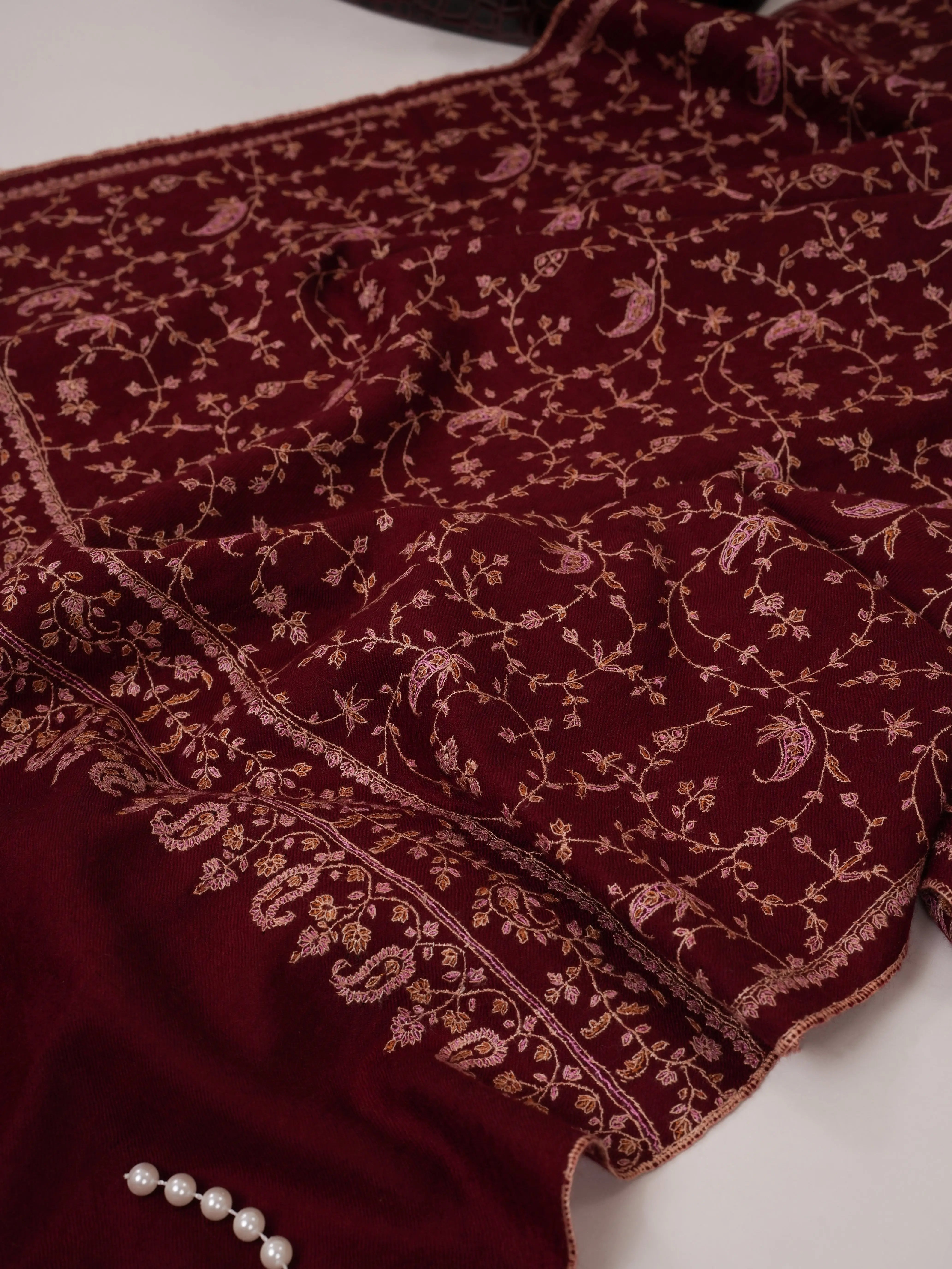 Soft Pashmina Shawl with Detailed Jali Hand Embroidery Shahkaar.com