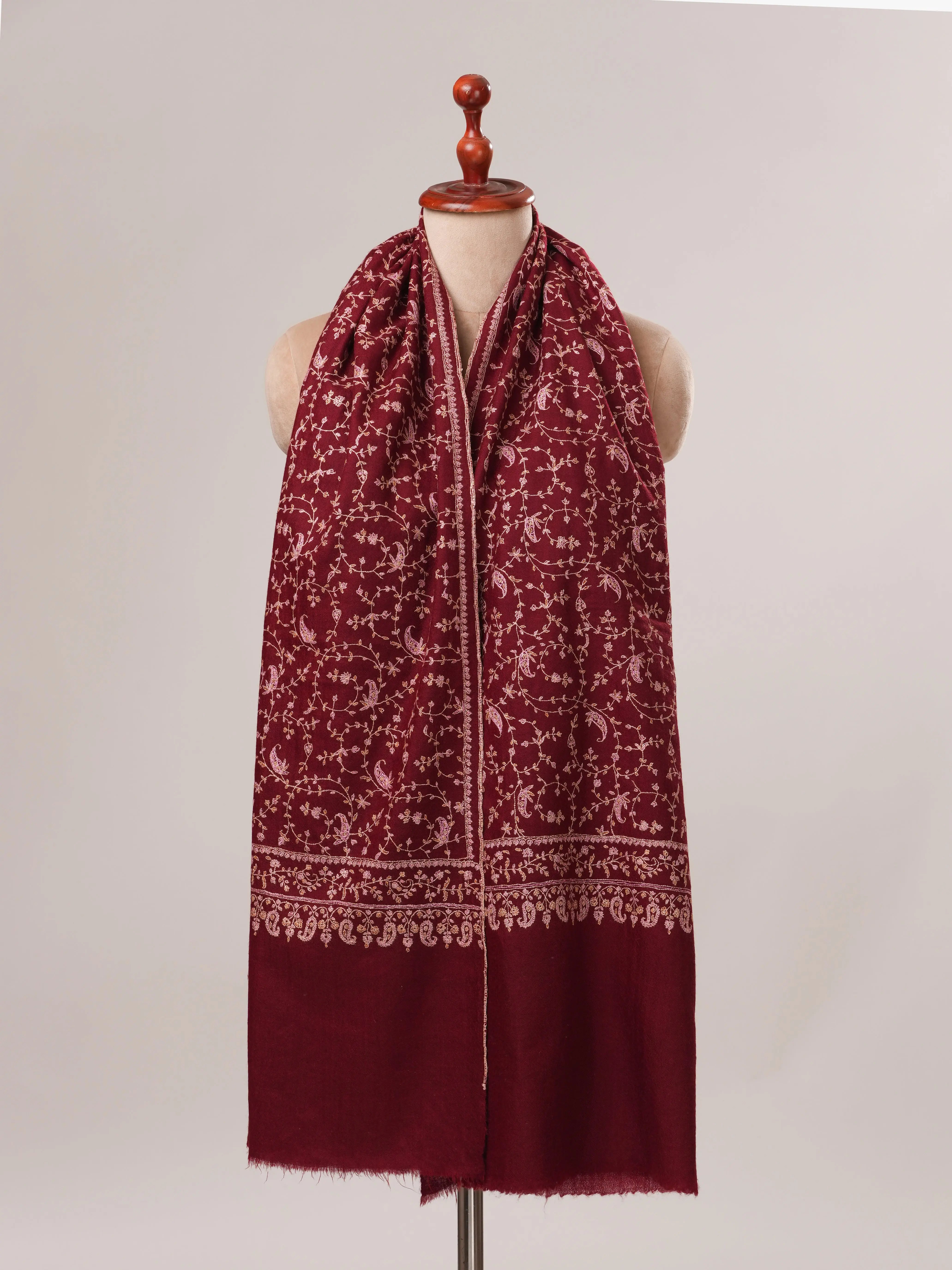 Soft Pashmina Shawl with Detailed Jali Hand Embroidery Shahkaar.com