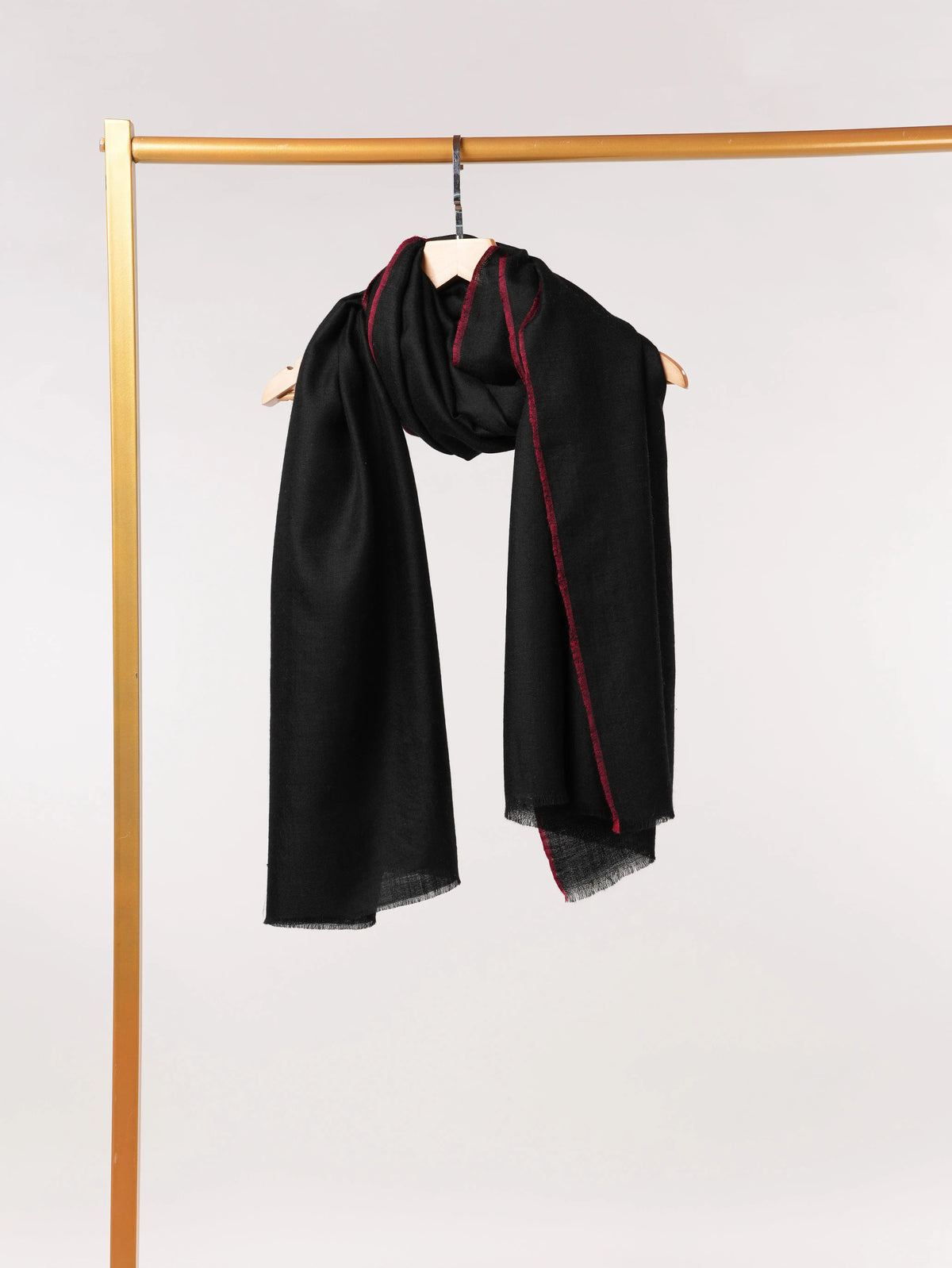 Black Red Soft Handwoven Pashmina Shawl
