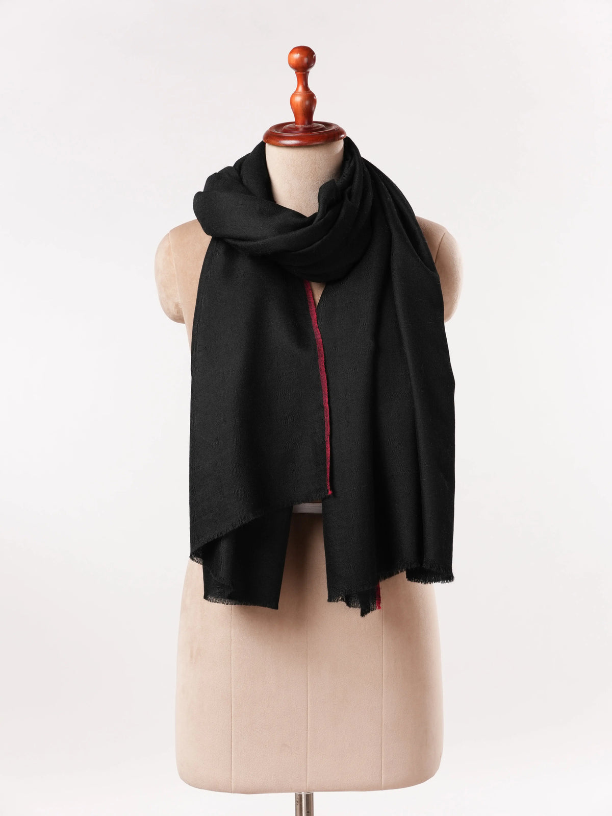 Black Red Soft Handwoven Pashmina Shawl