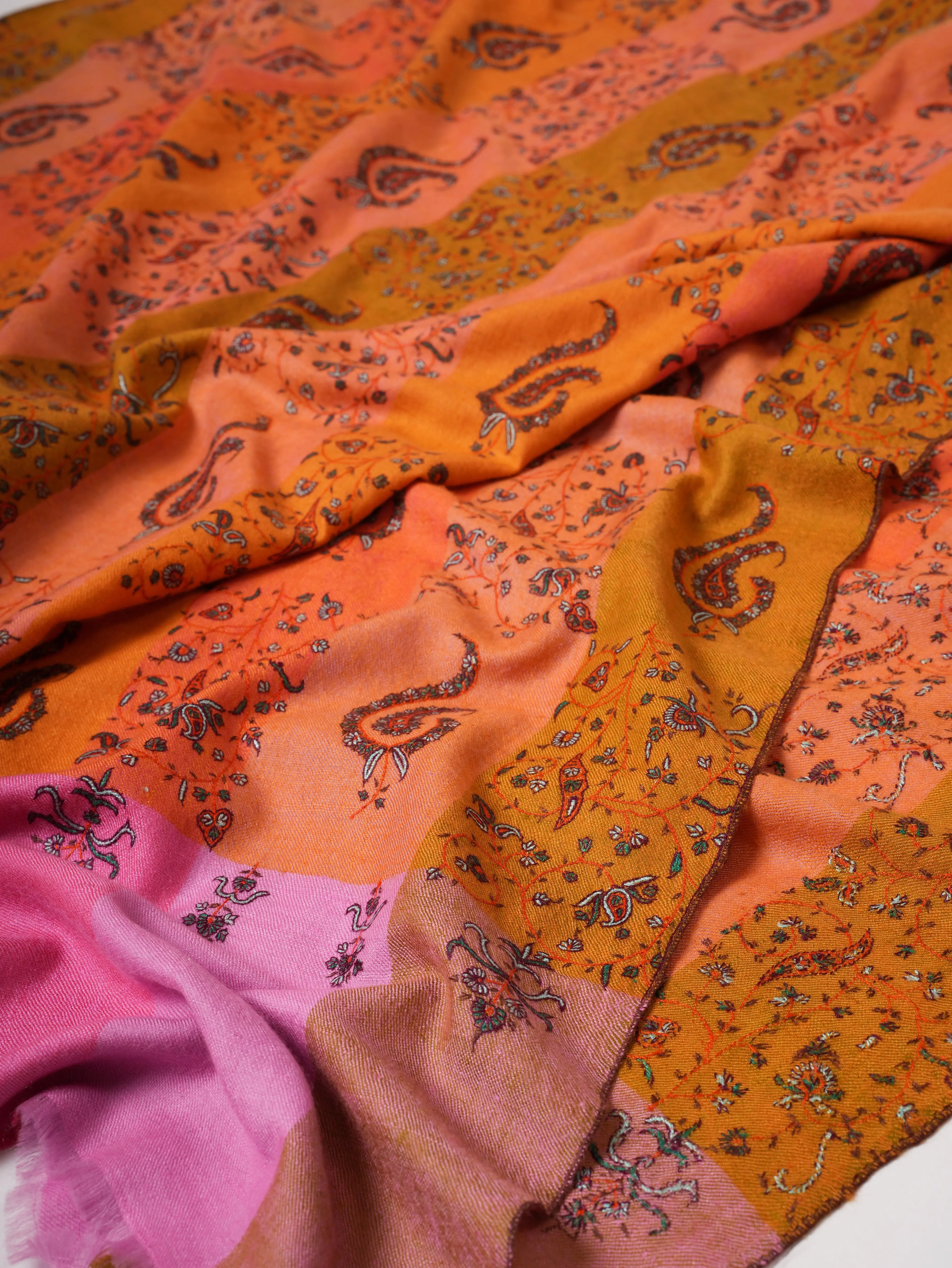 Handwoven Shahkaar Pashmina Shawl with Fine Embroidery Shahkaar