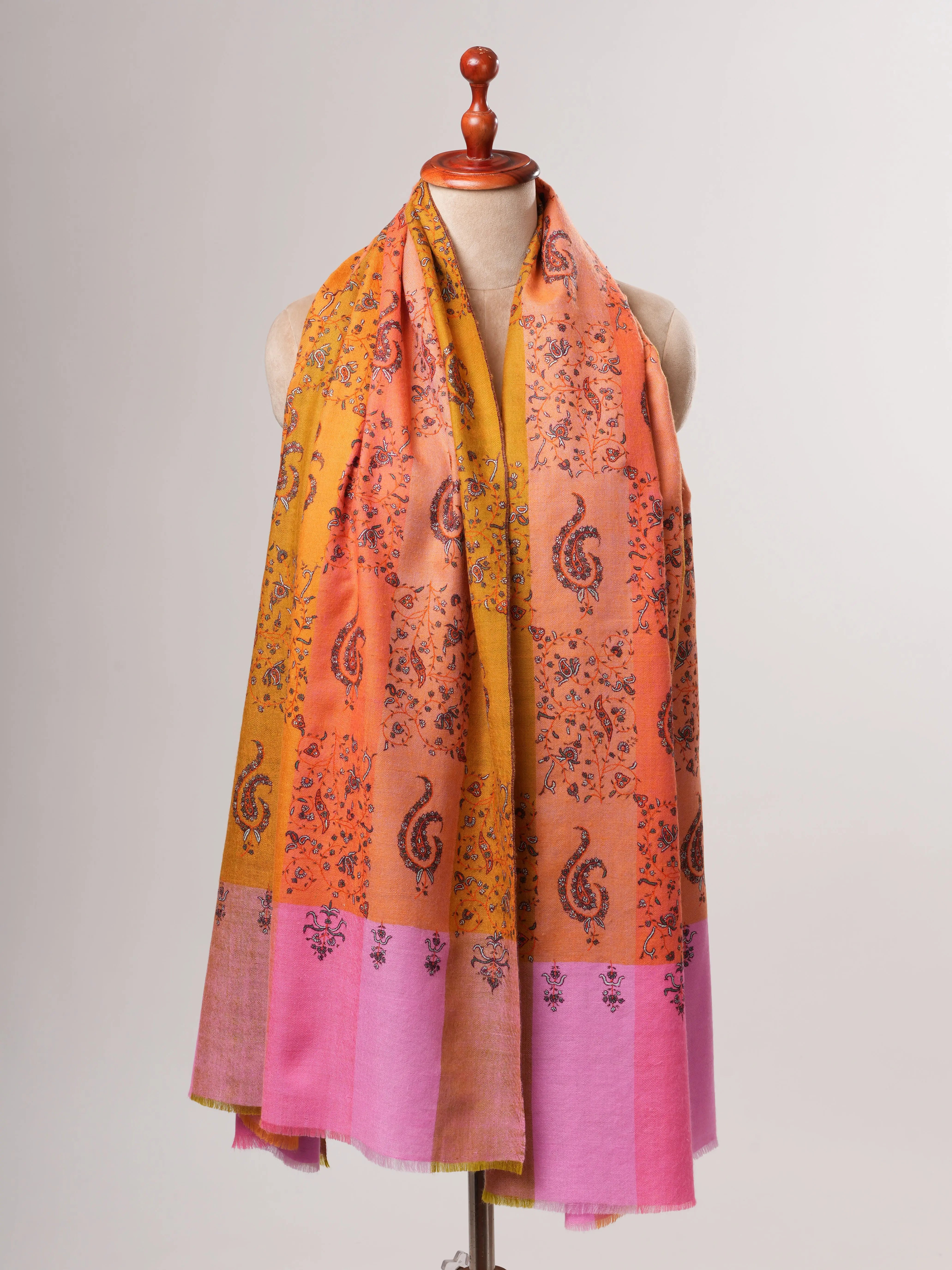 Handwoven Shahkaar Pashmina Shawl with Fine Embroidery Shahkaar