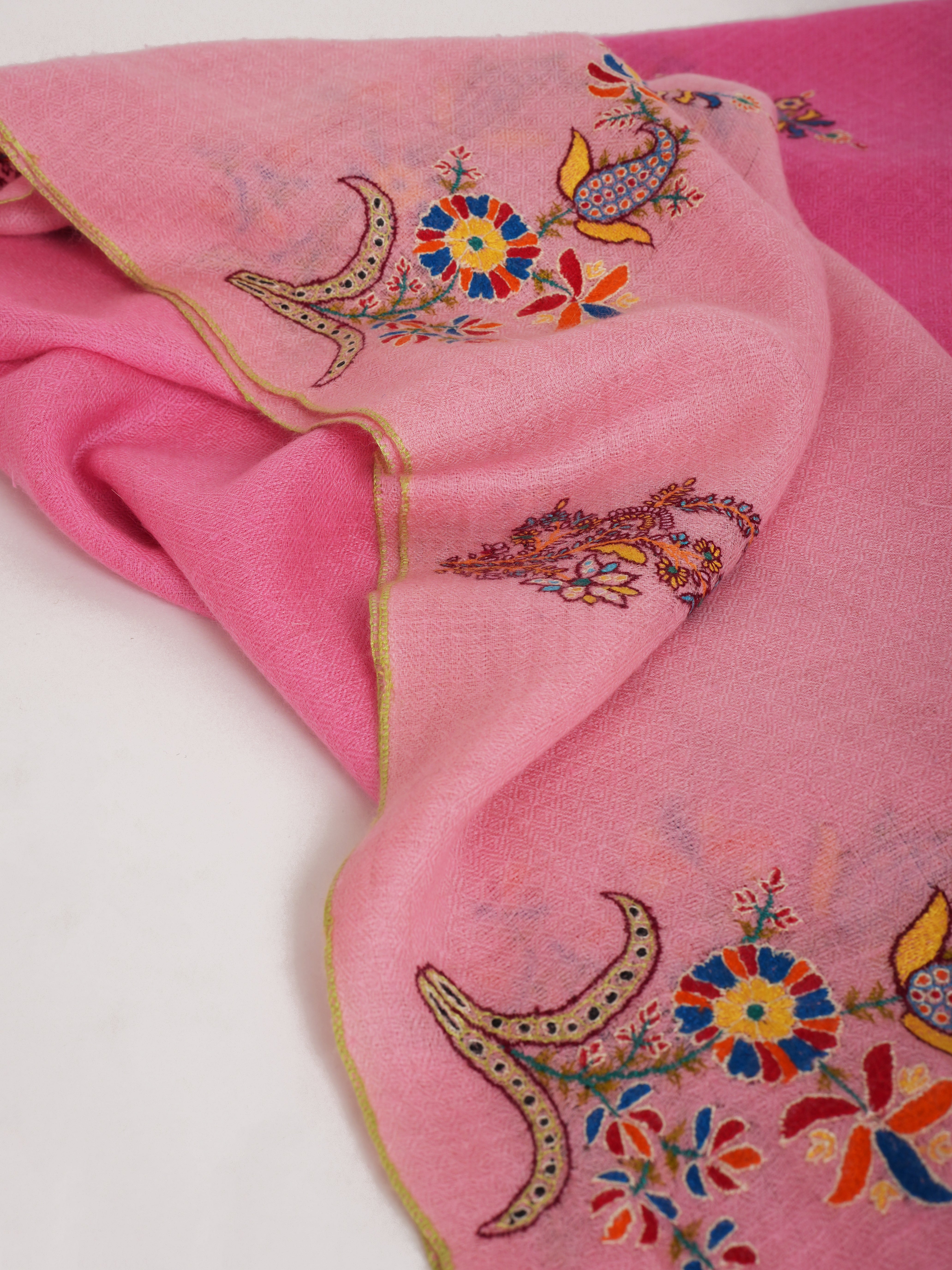Ombre Handwoven Pashmina Shawl with Sozni Embroidery