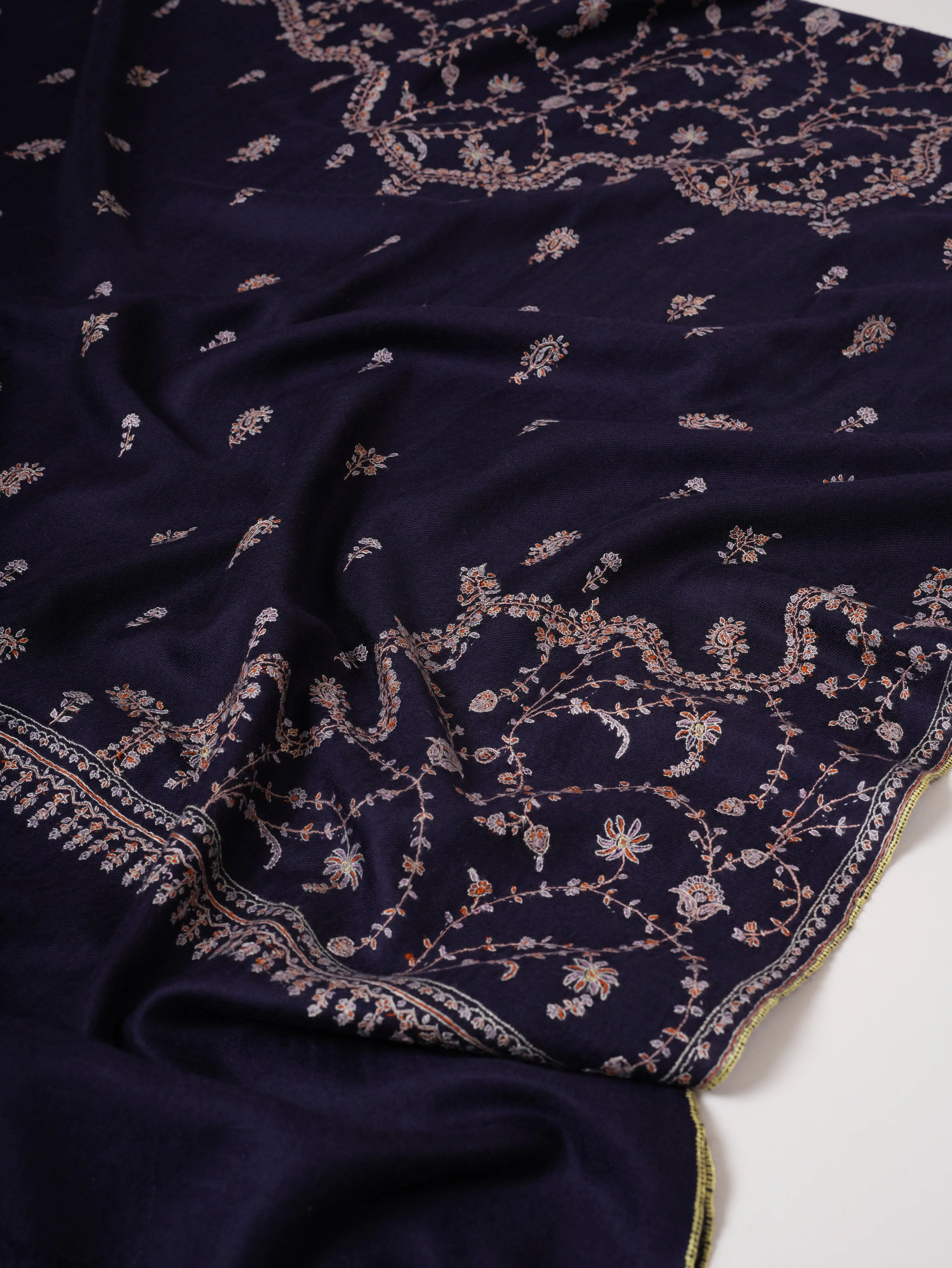 Handwoven Embroidered Indian Kashmiri Pashmina Shawl Shahkaar
