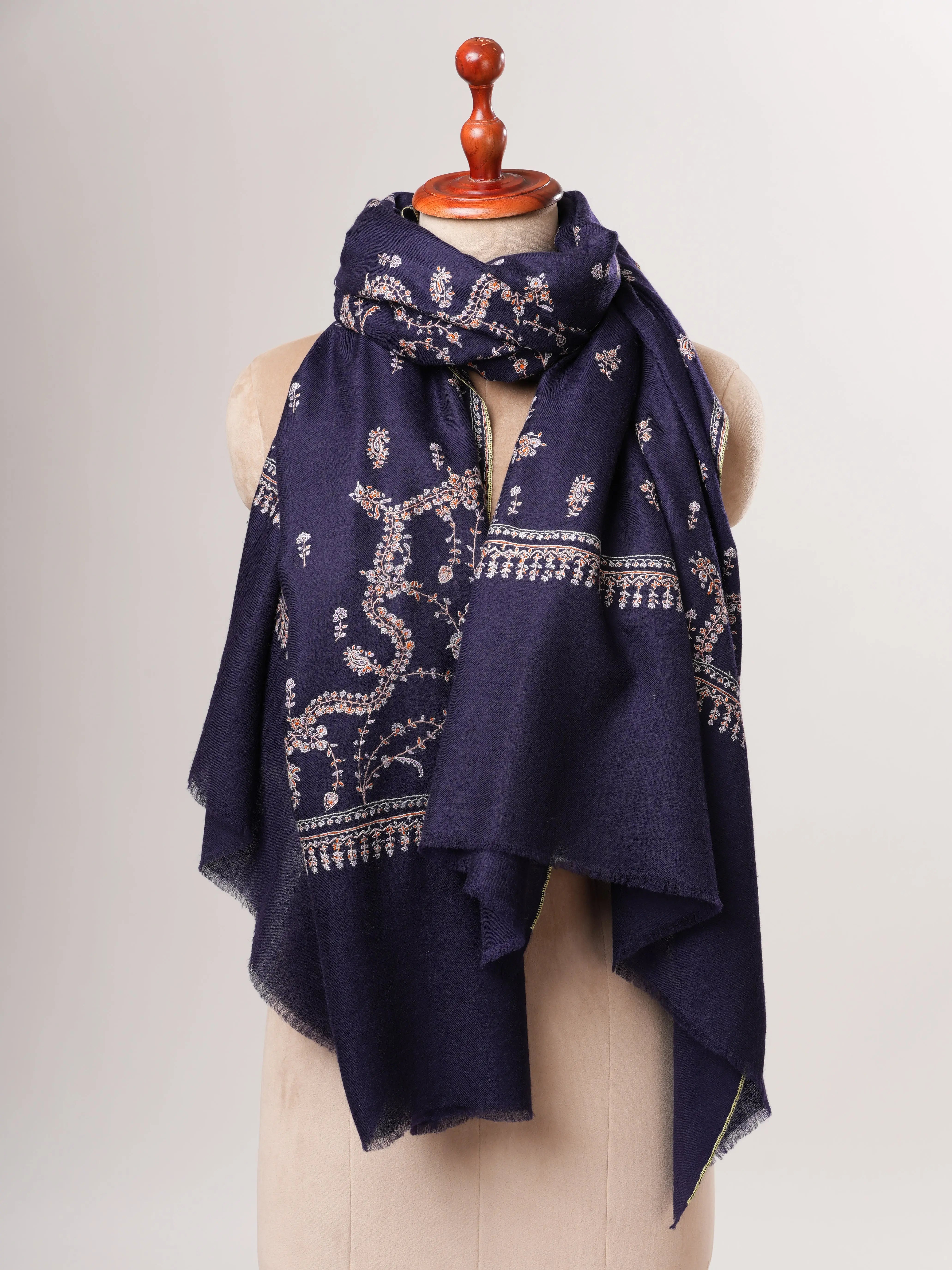 Handwoven Embroidered Indian Kashmiri Pashmina Shawl Shahkaar