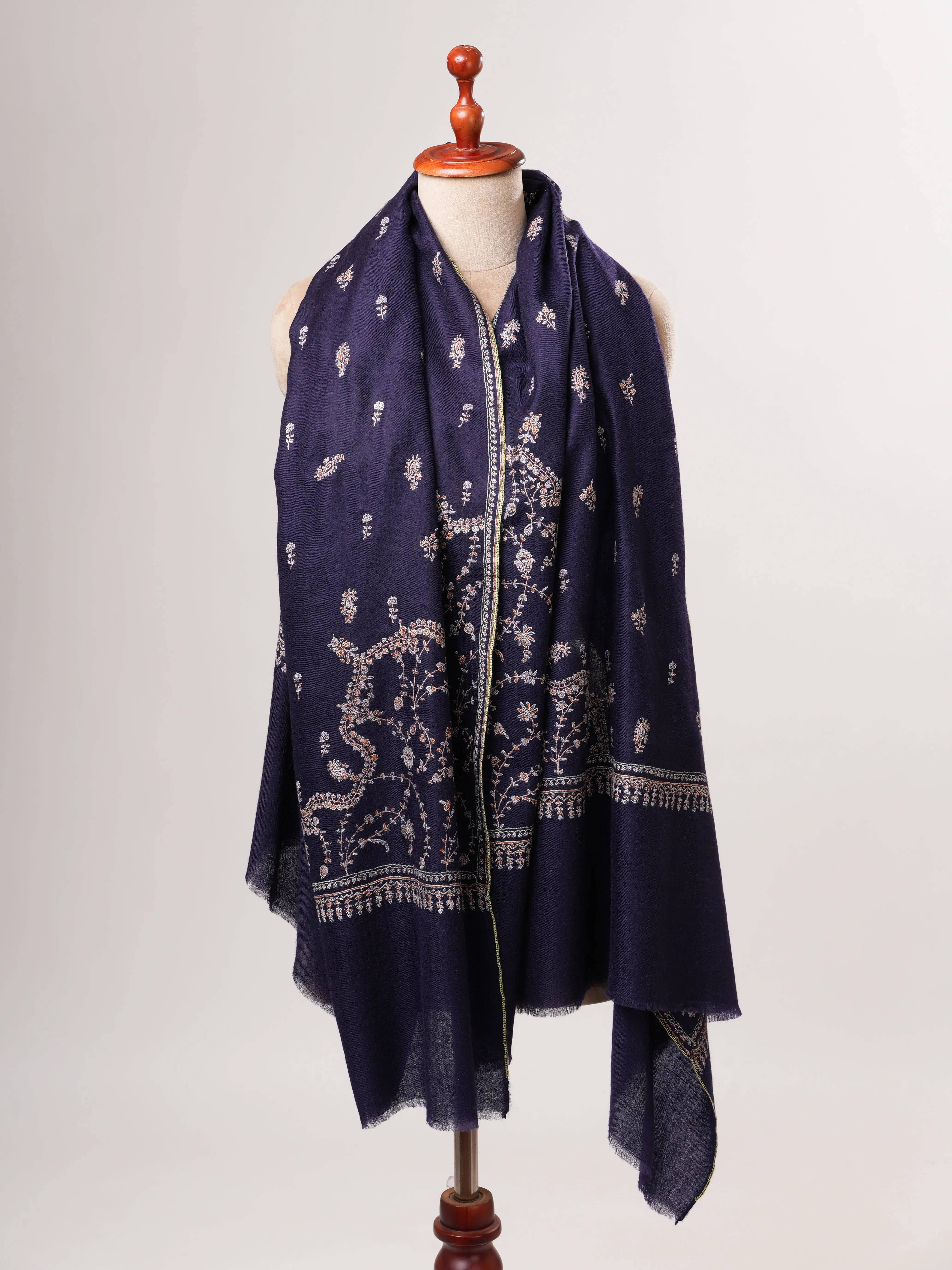 Handwoven Embroidered Indian Kashmiri Pashmina Shawl Shahkaar