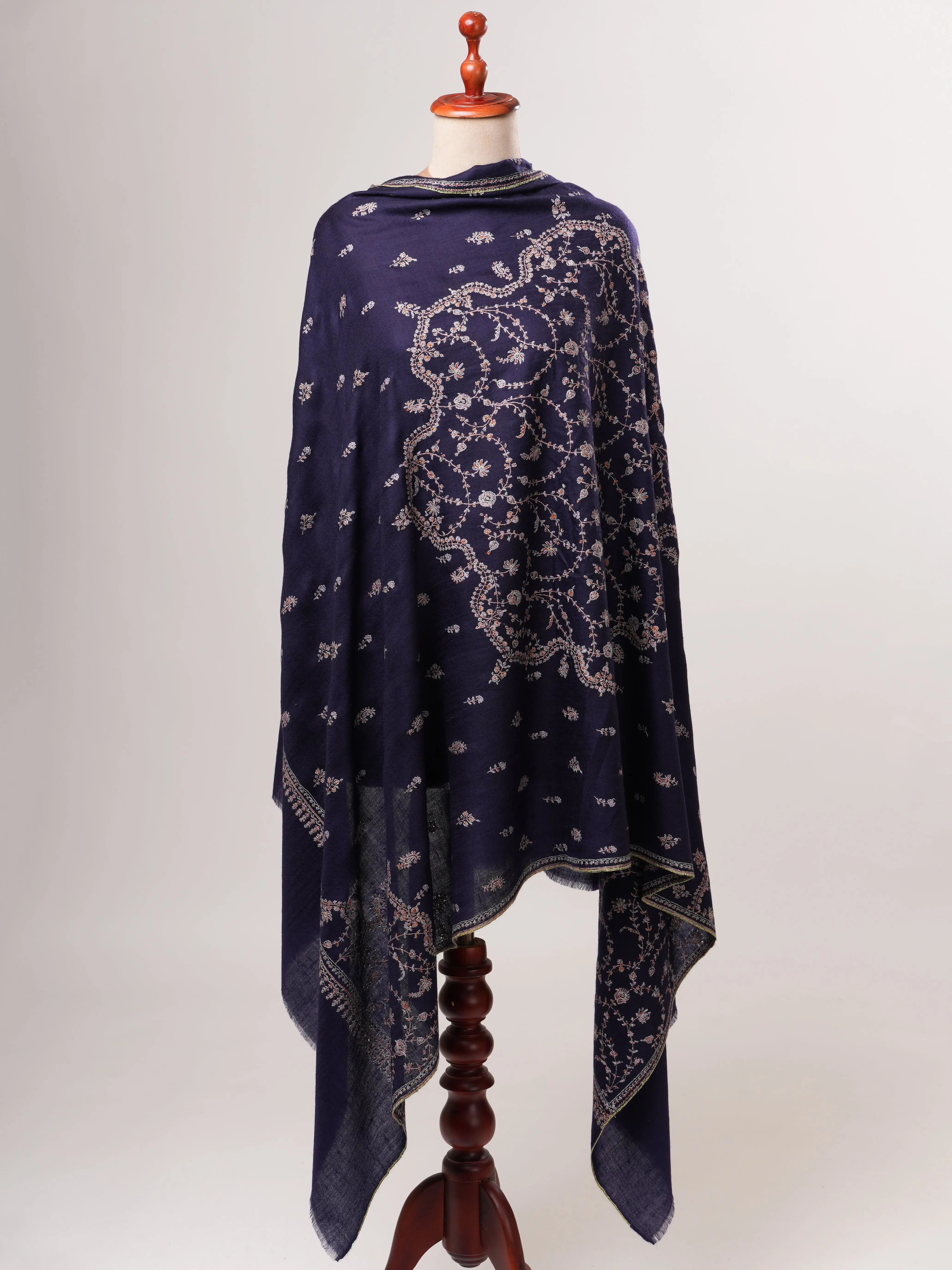 Handwoven Embroidered Indian Kashmiri Pashmina Shawl Shahkaar