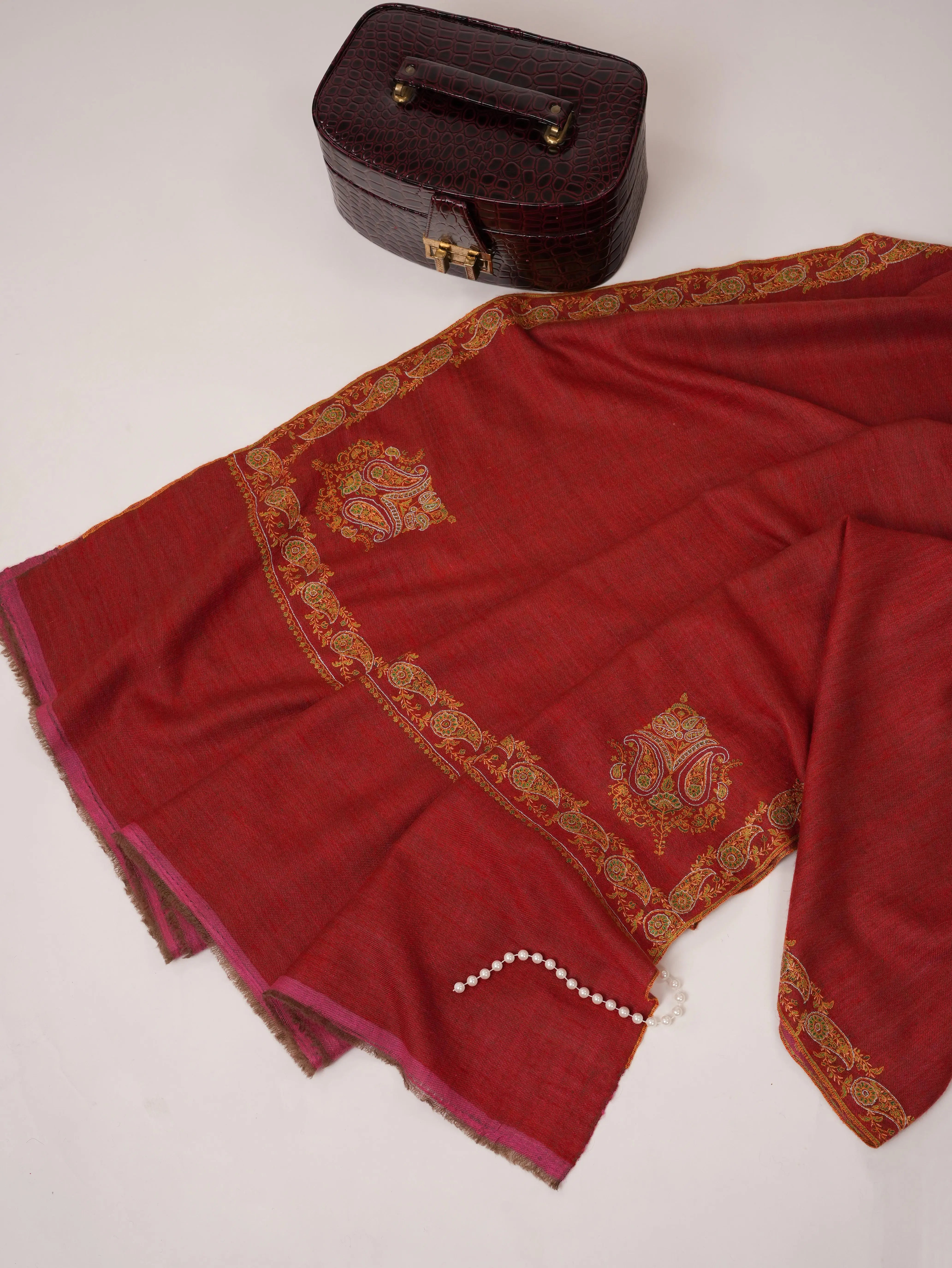 Two Tone Pure Pashmina Shawl with Neemdaur Hand Embroidery Shahkaar.com