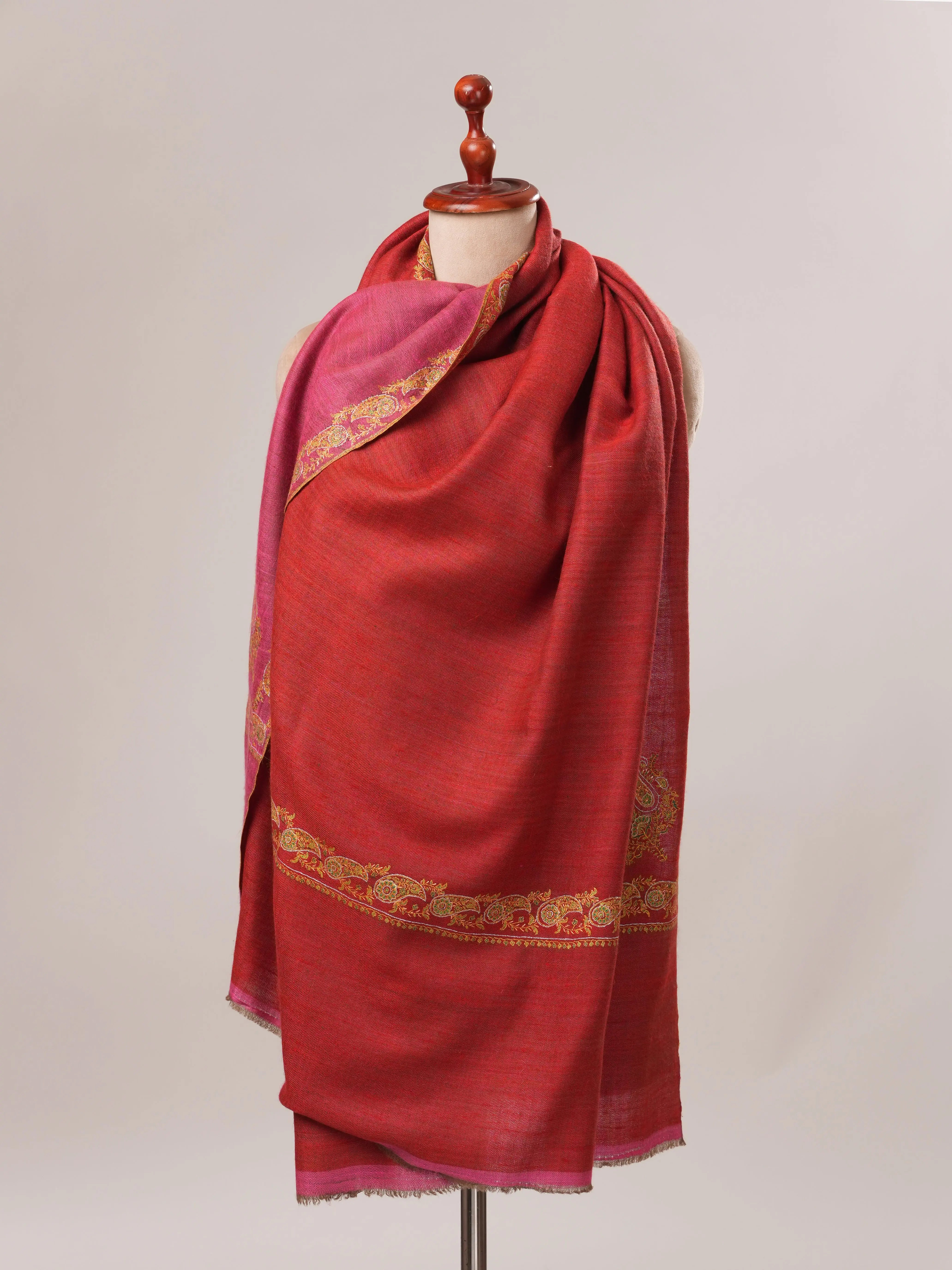 Two Tone Pure Pashmina Shawl with Neemdaur Hand Embroidery Shahkaar.com