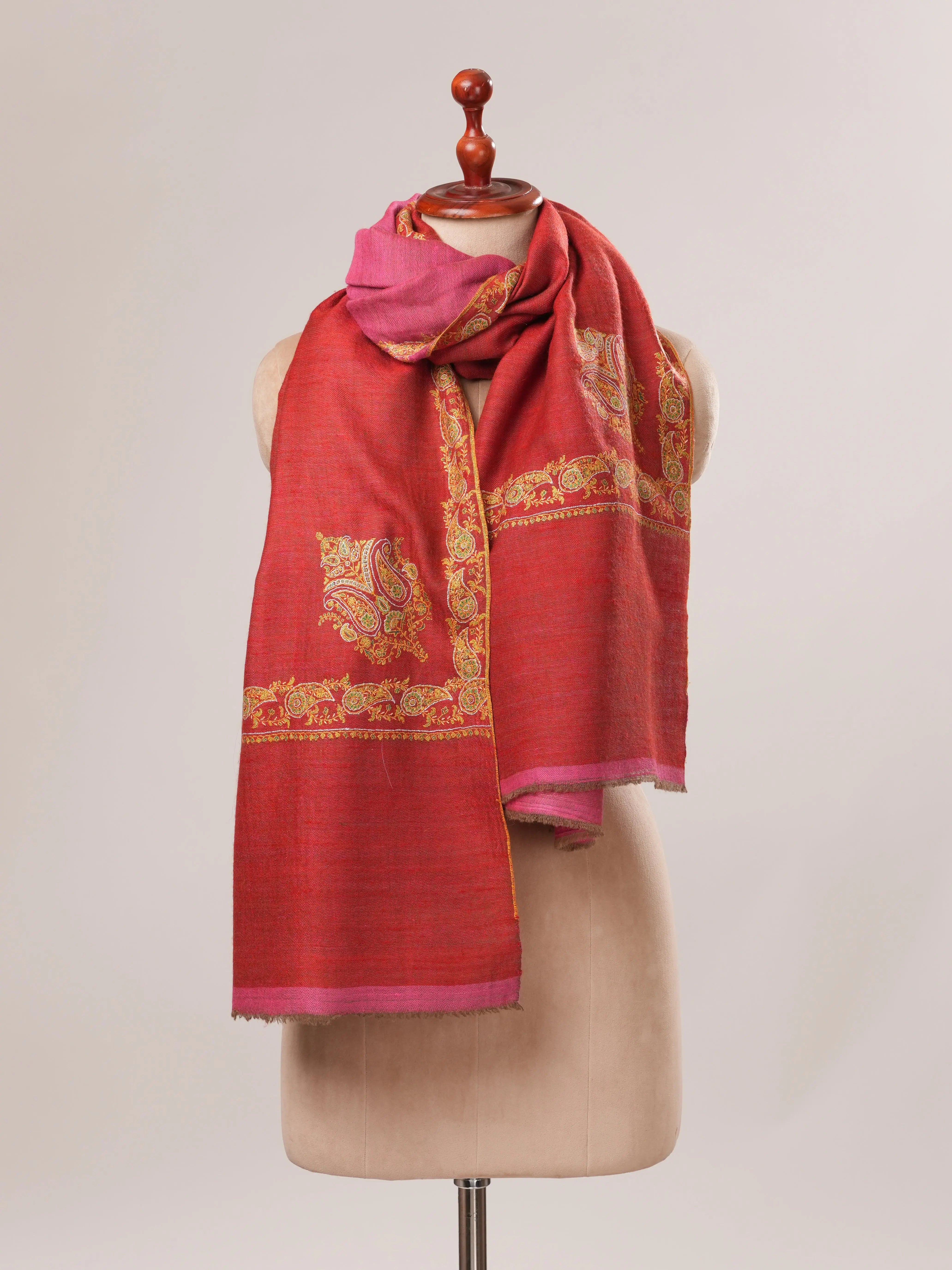 Two Tone Pure Pashmina Shawl with Neemdaur Hand Embroidery Shahkaar.com