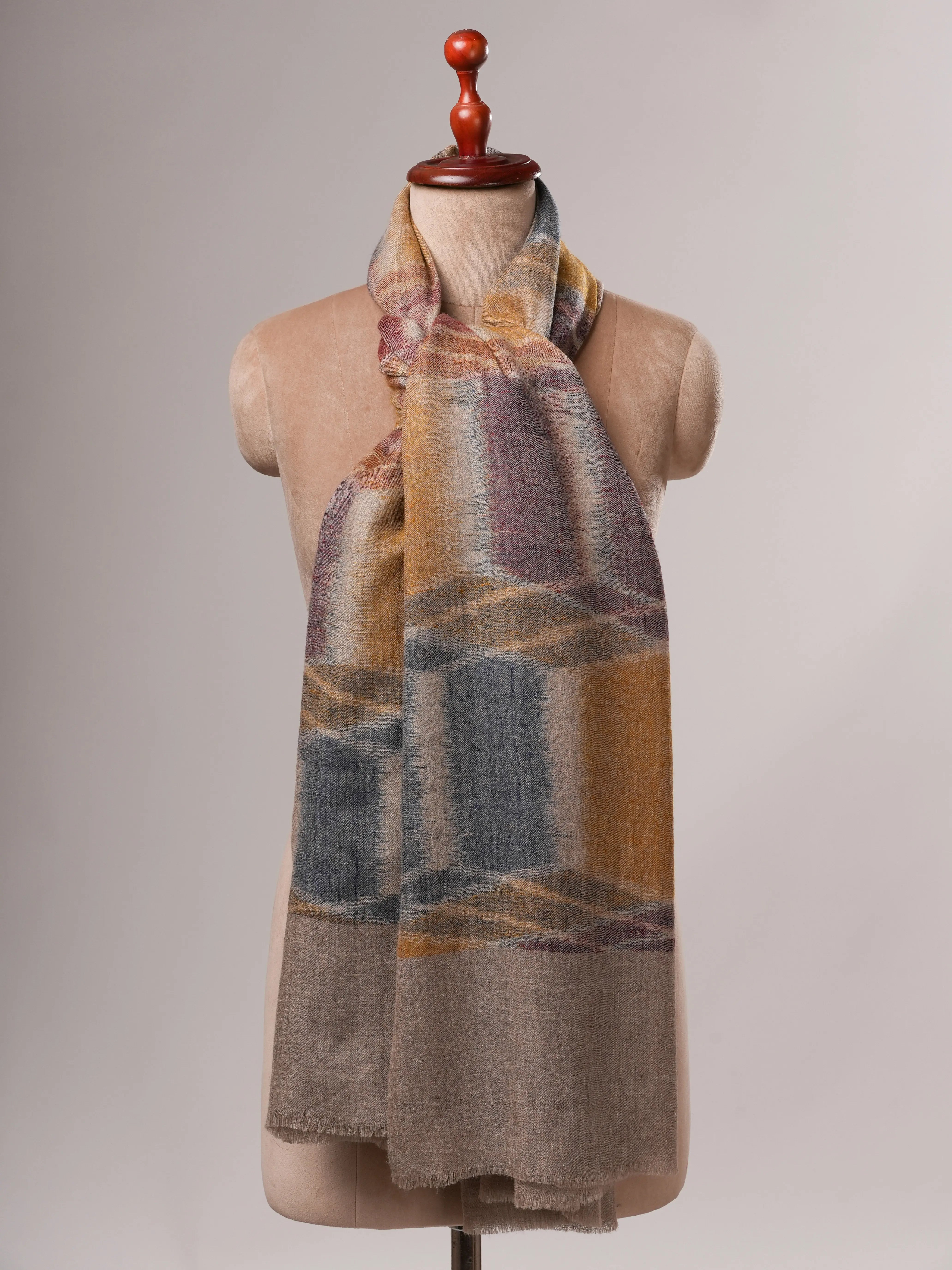 Contemporary Handloom Ikat Pashmina Shawl