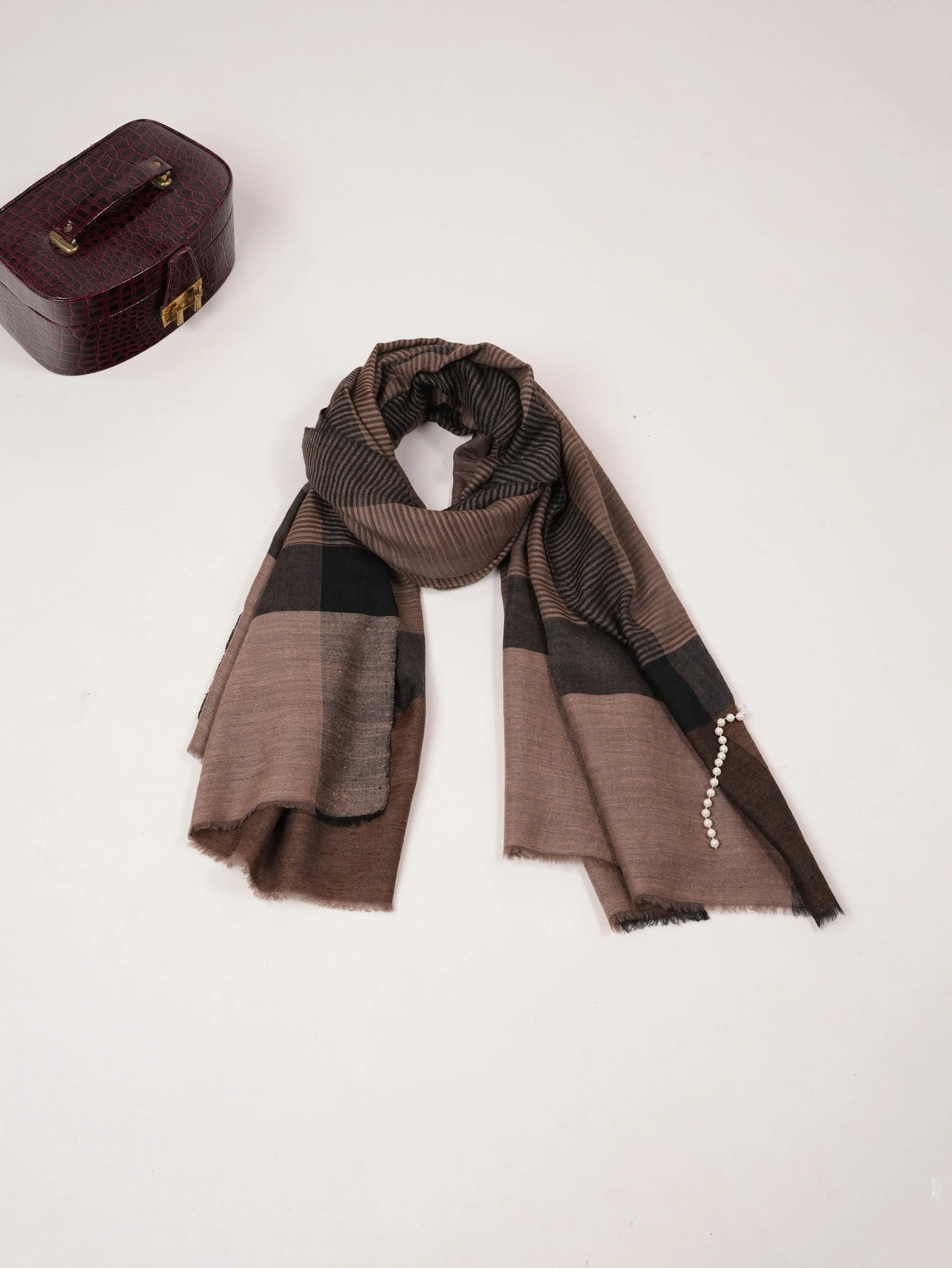 Classic Dual Shade Handwoven Striped Pashmina Shawl