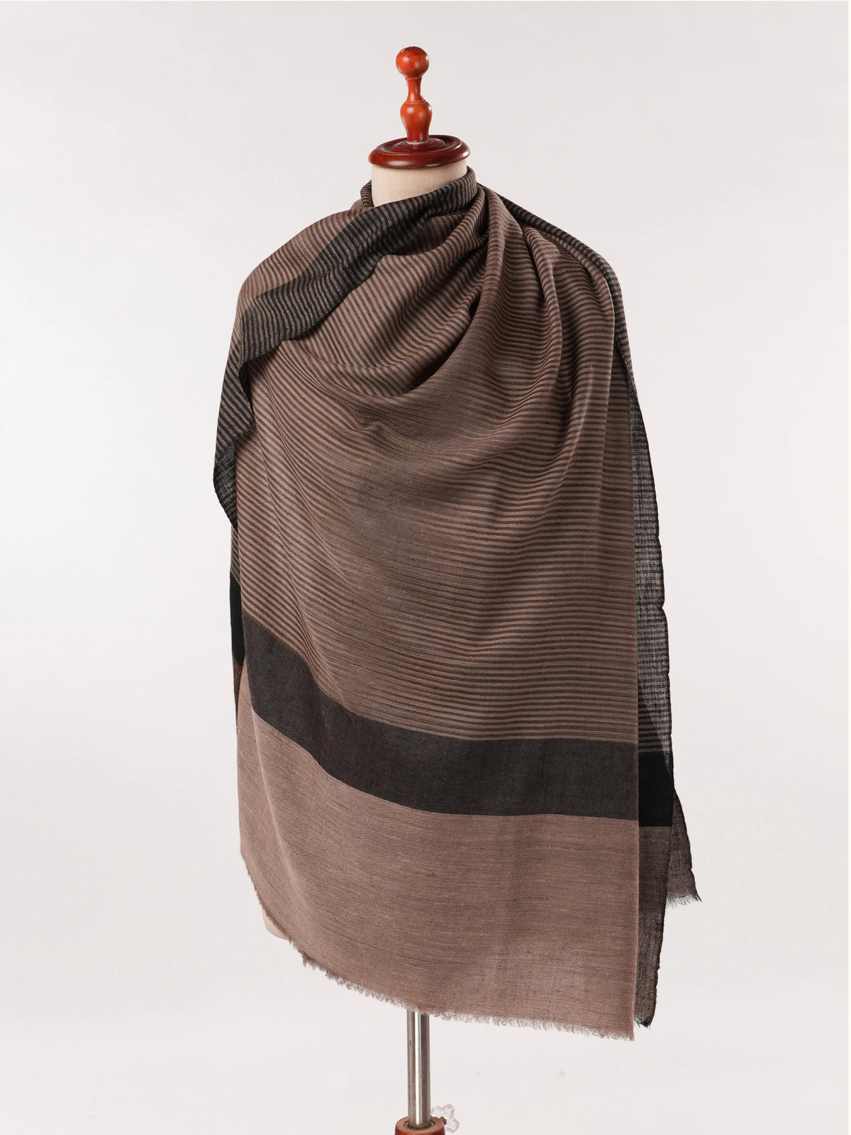 Classic Dual Shade Handwoven Striped Pashmina Shawl
