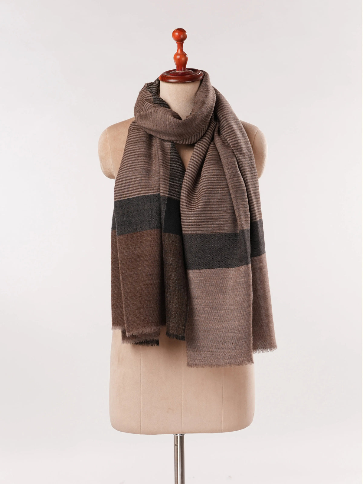 Classic Dual Shade Handwoven Striped Pashmina Shawl