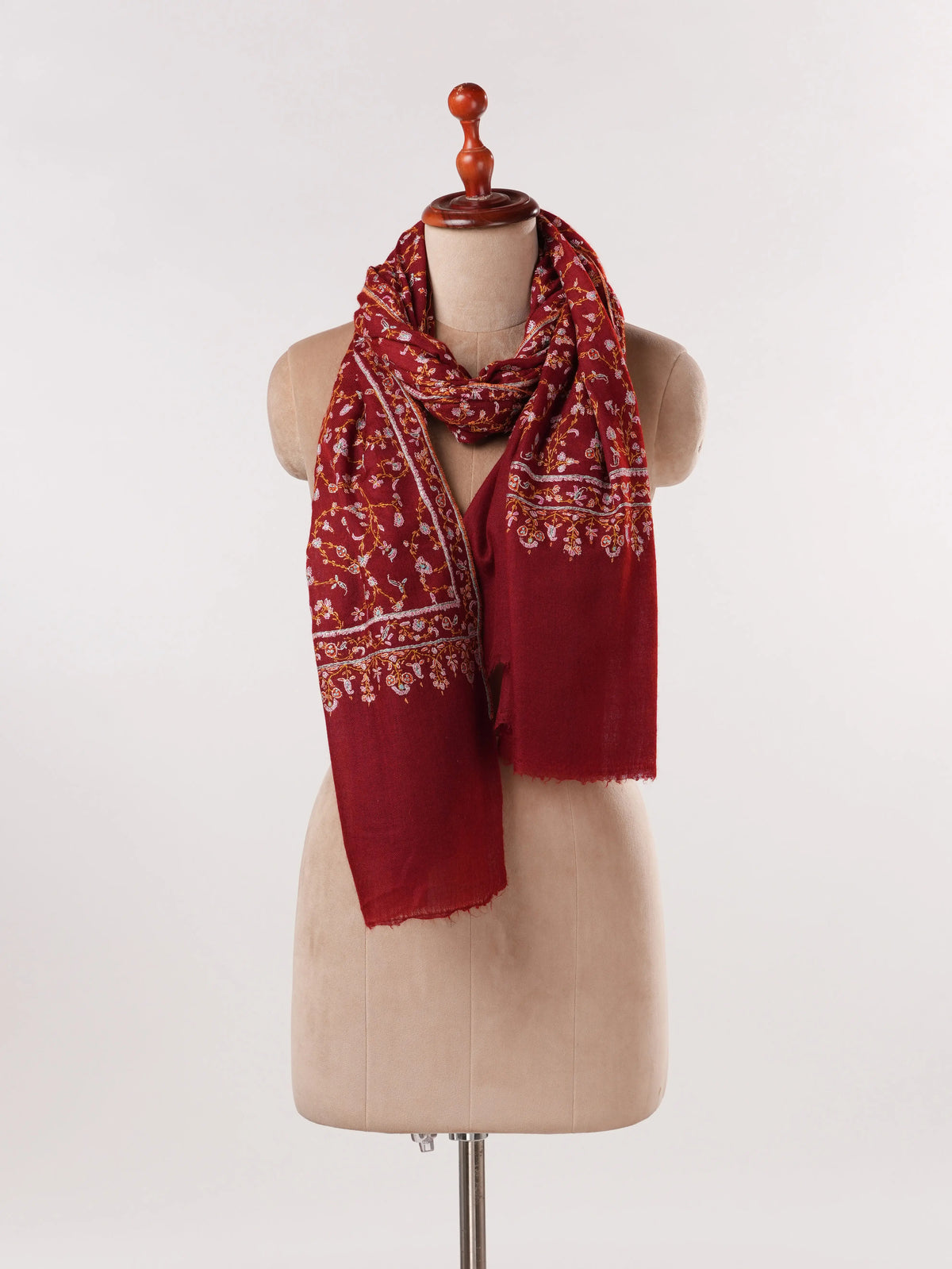 Handwoven Pure Pashmina Shawl with Jali Sozni Embroidery Shahkaar.com