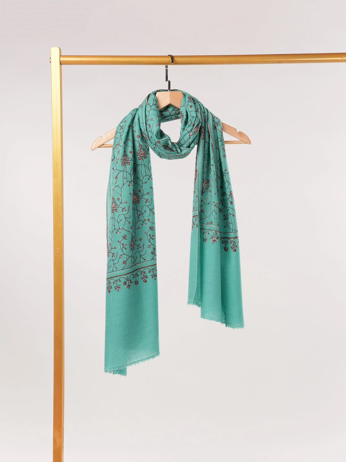 Jali Hand Embroidered Kashmiri Handwoven Cashmere Scarf Shahkaar.com