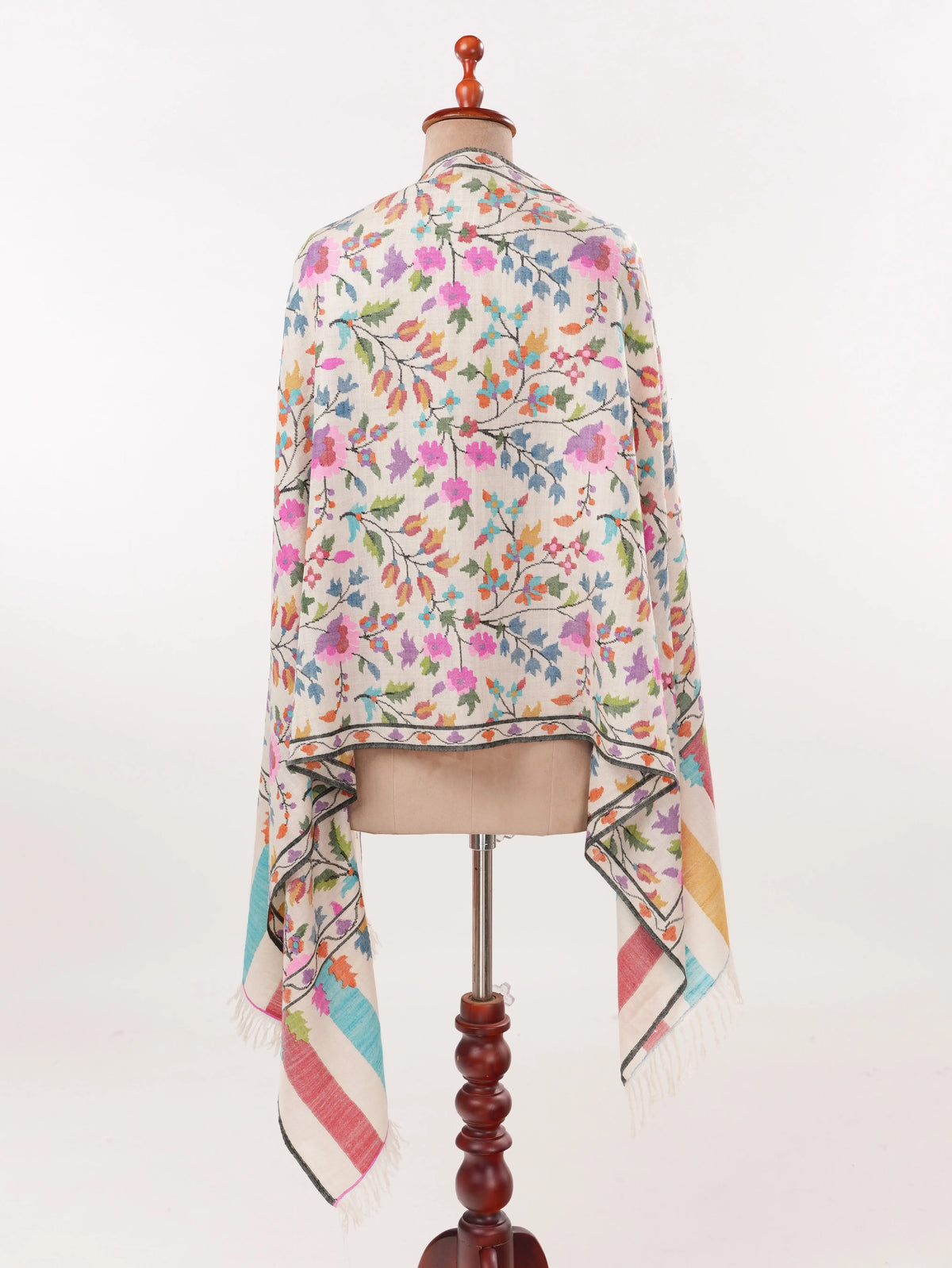 Lightweight Natural White Handwoven Kani Cashmere Scarf