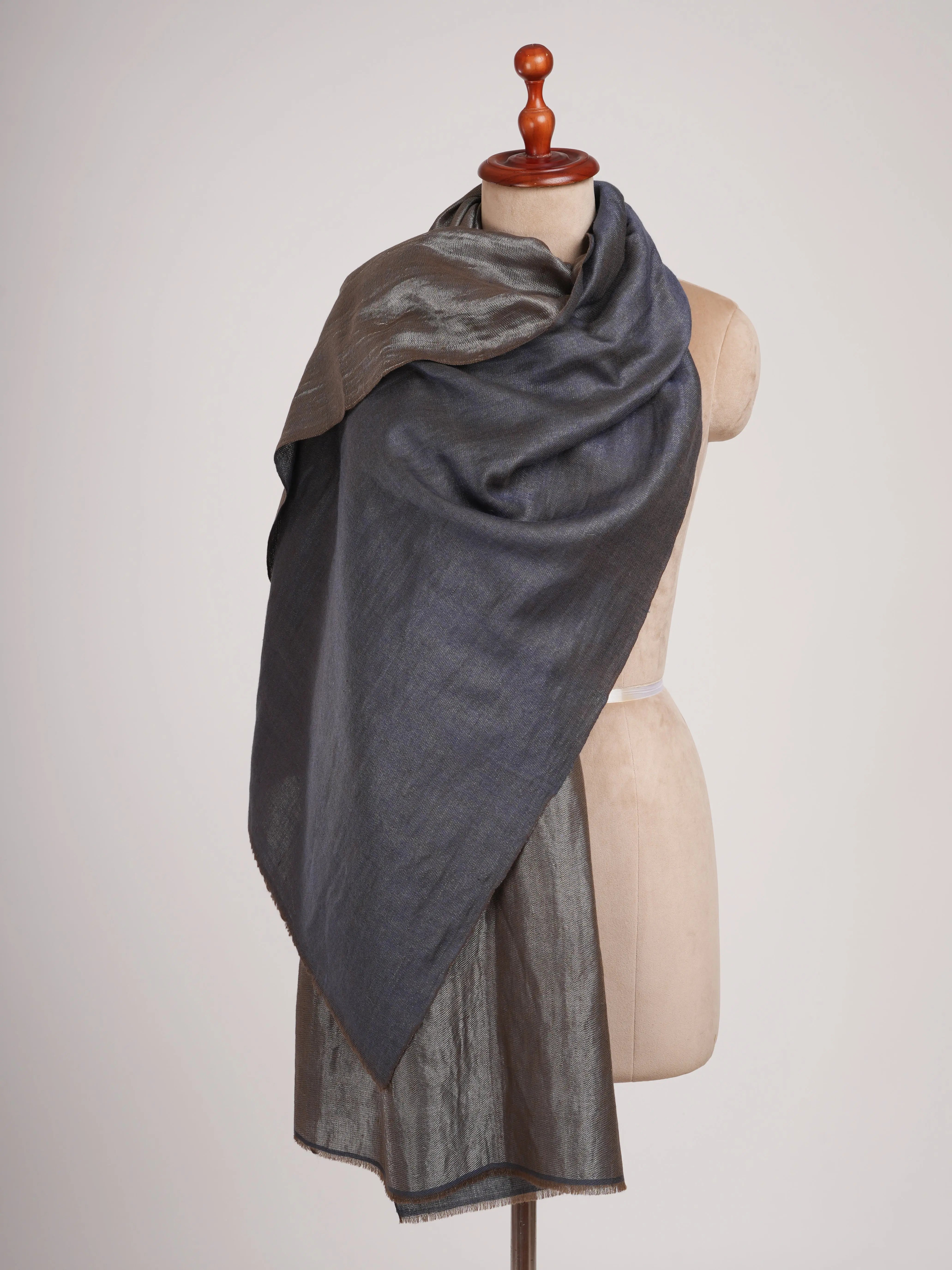 Blue and Gold Dualshade Soft Cashmere Scarf Shahkaar