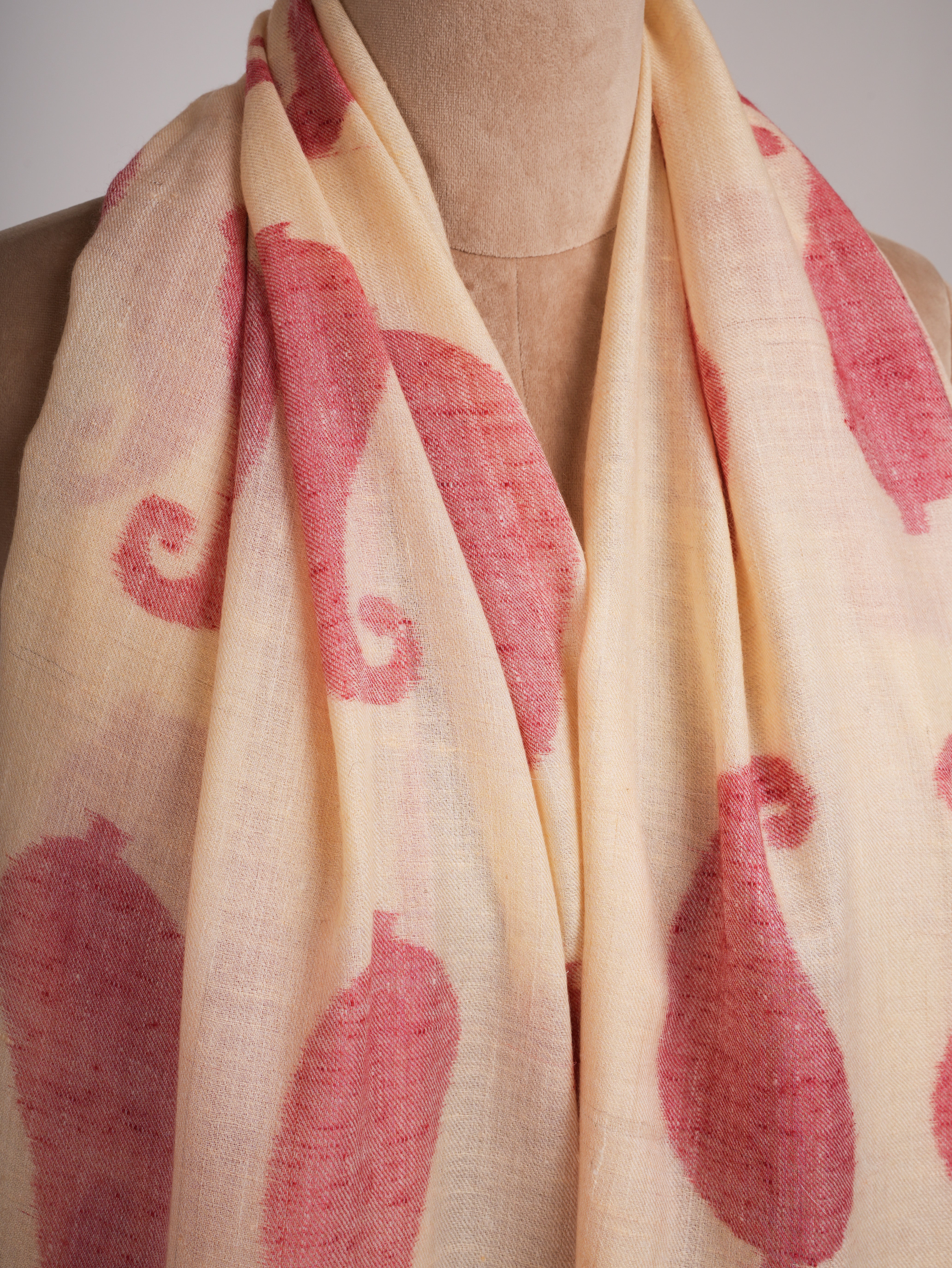 Ikat Paisley Handwoven Kashmiri Pashmina Shawl