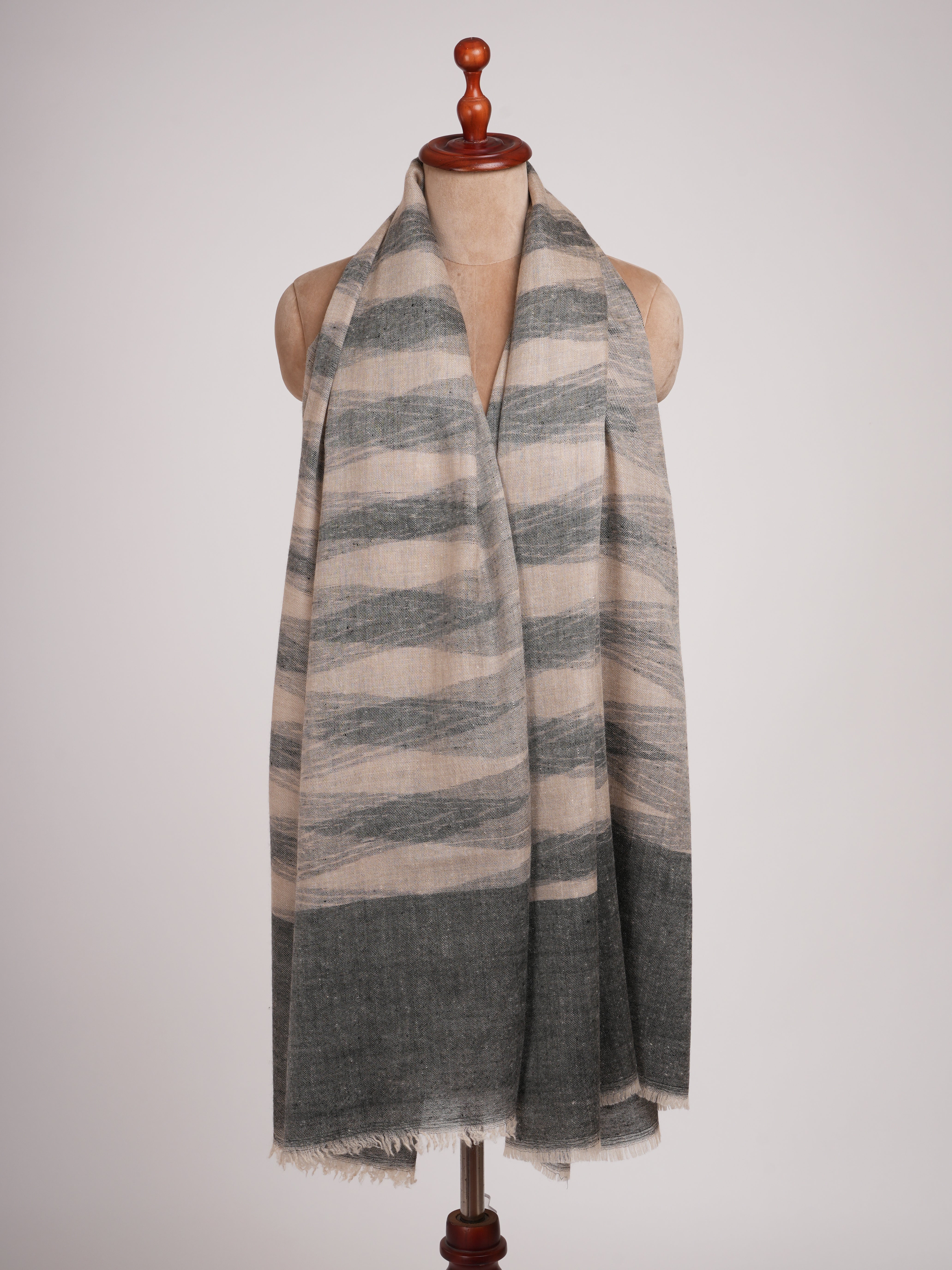 Black and Beige Lightweight Authentic Pashmina Shawl
