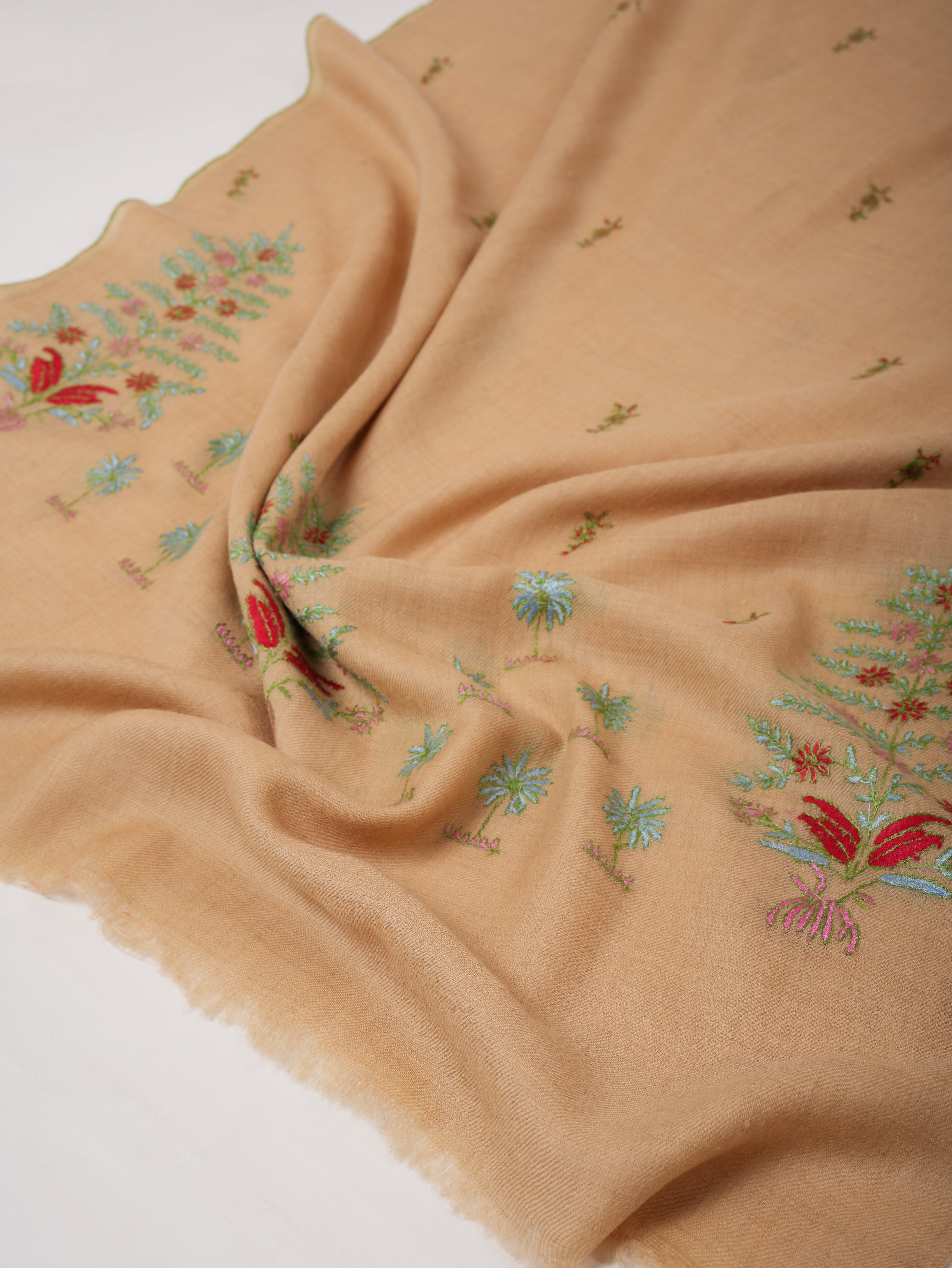 Handloomed Cashmere Scarf with Fine Hand Embroidery