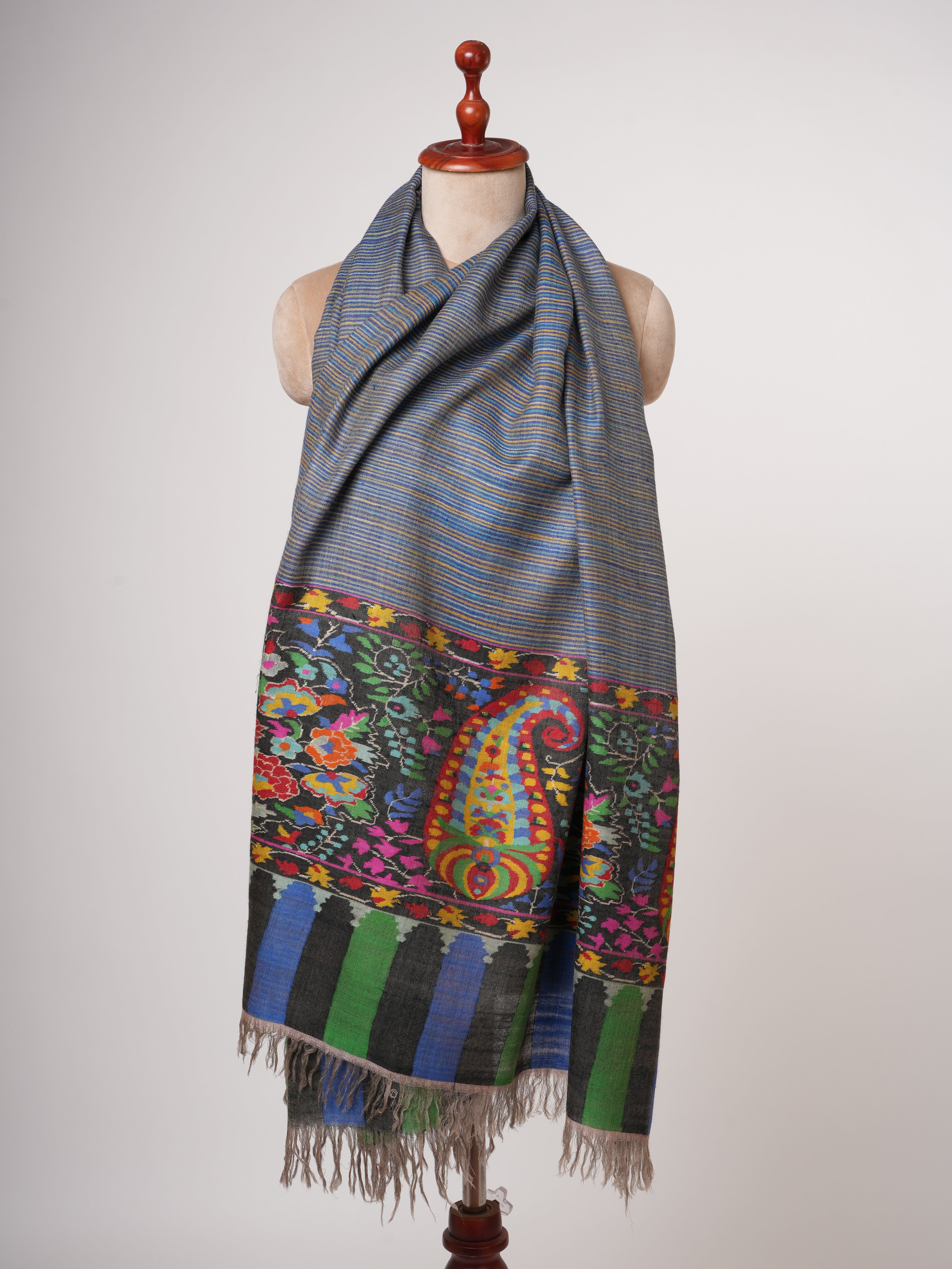 Handwoven Kashmiri Kani Pashmina Shawl with Traditional Motifs