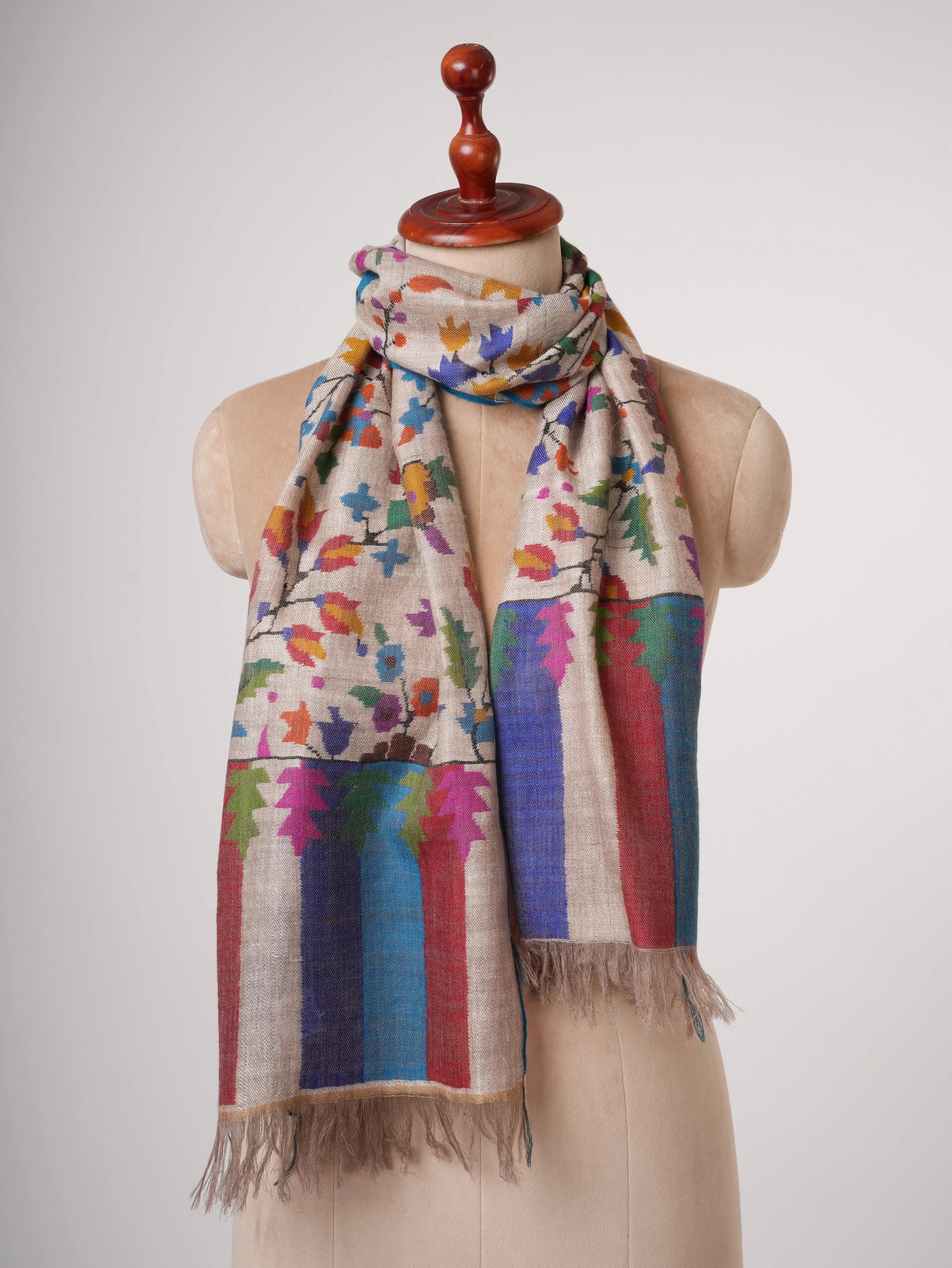 Soft Handwoven Indian Kani Pashmina Stole Shahkaar