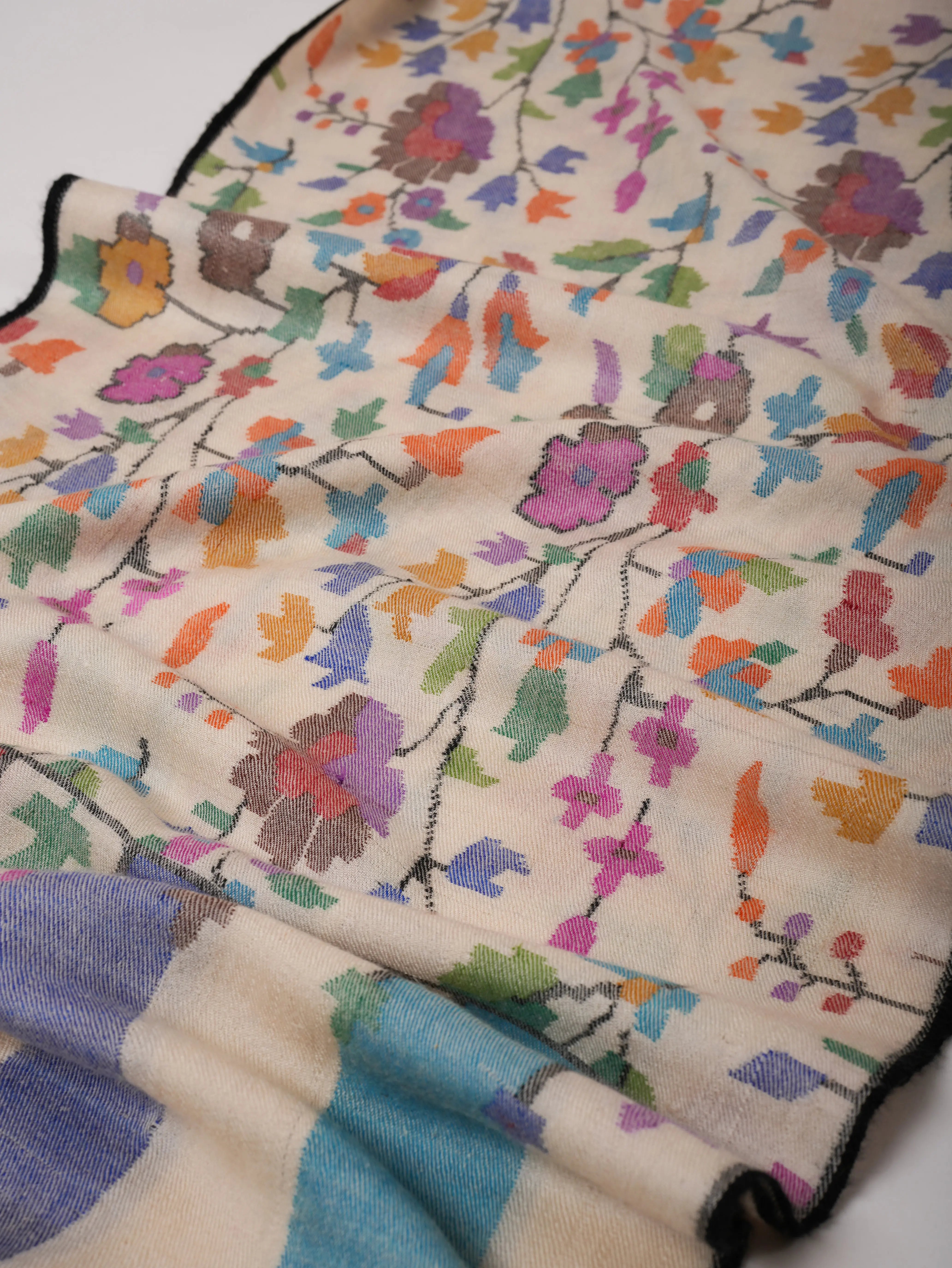 Artisan Crafted Indian Kani Handloomed Pashmina Scarf Shahkaar