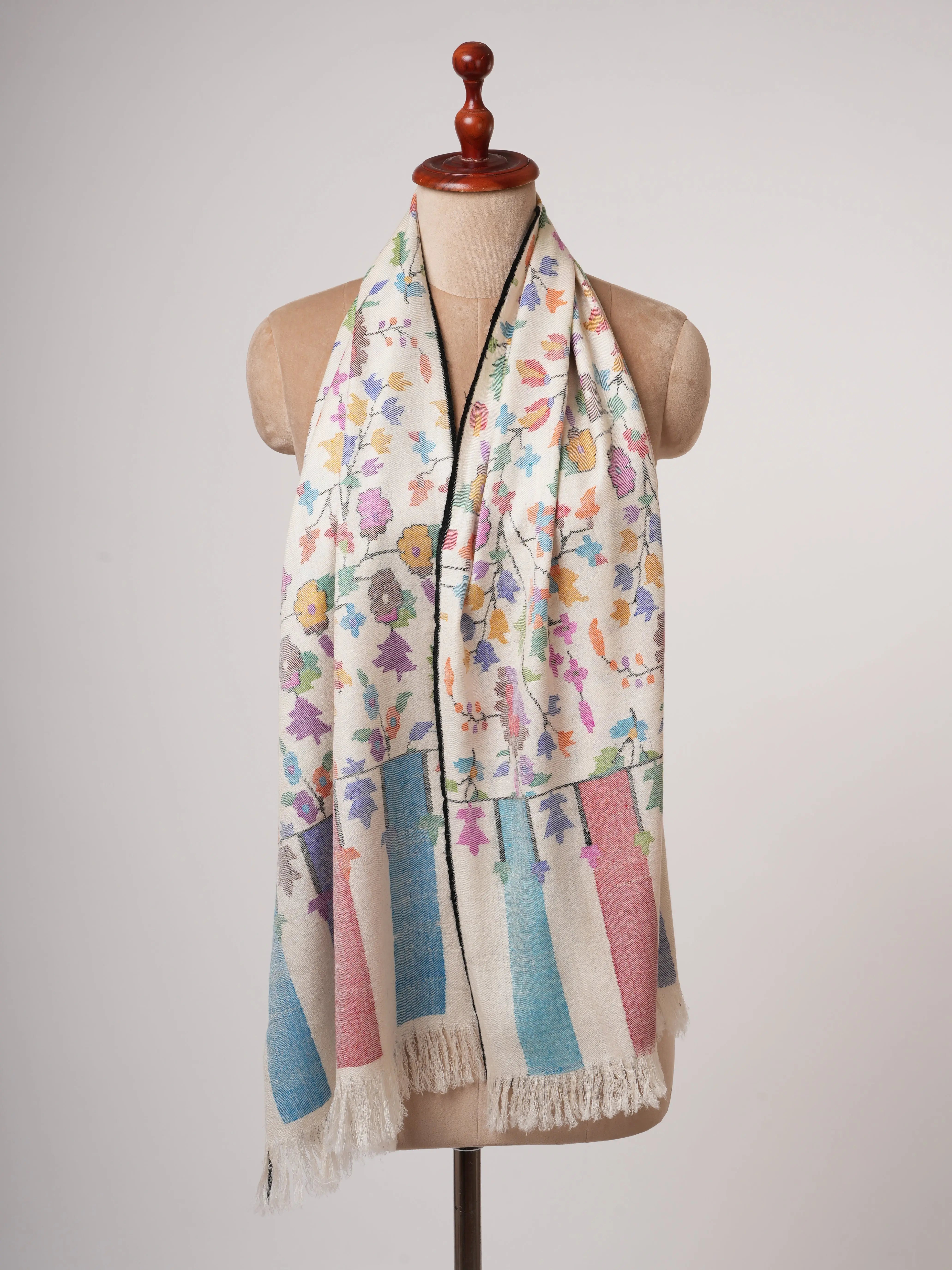 Artisan Crafted Indian Kani Handloomed Pashmina Scarf Shahkaar