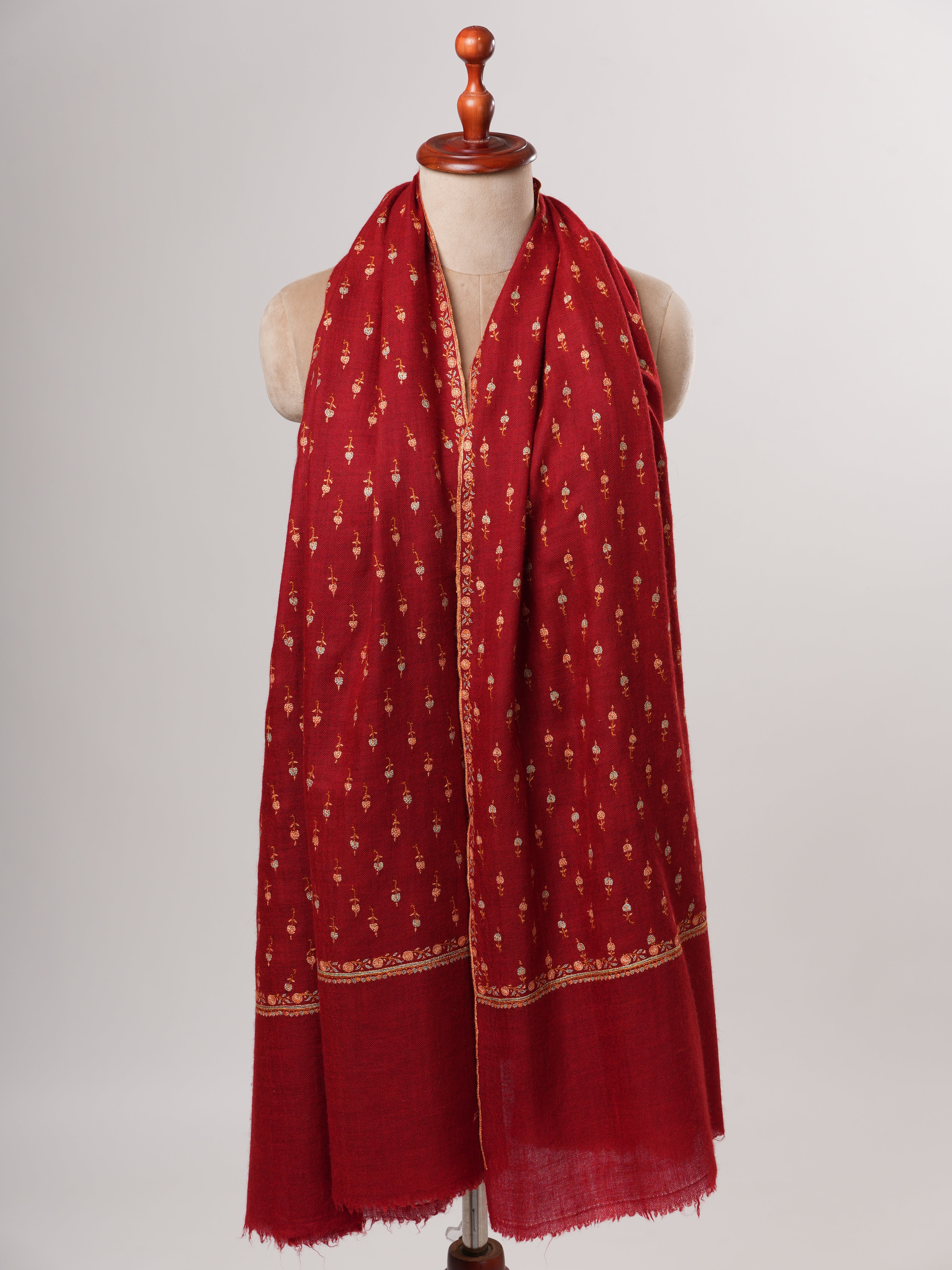 Machie Buteh Embroidered Soft Shahkaar Pashmina Shawl Shahkaar