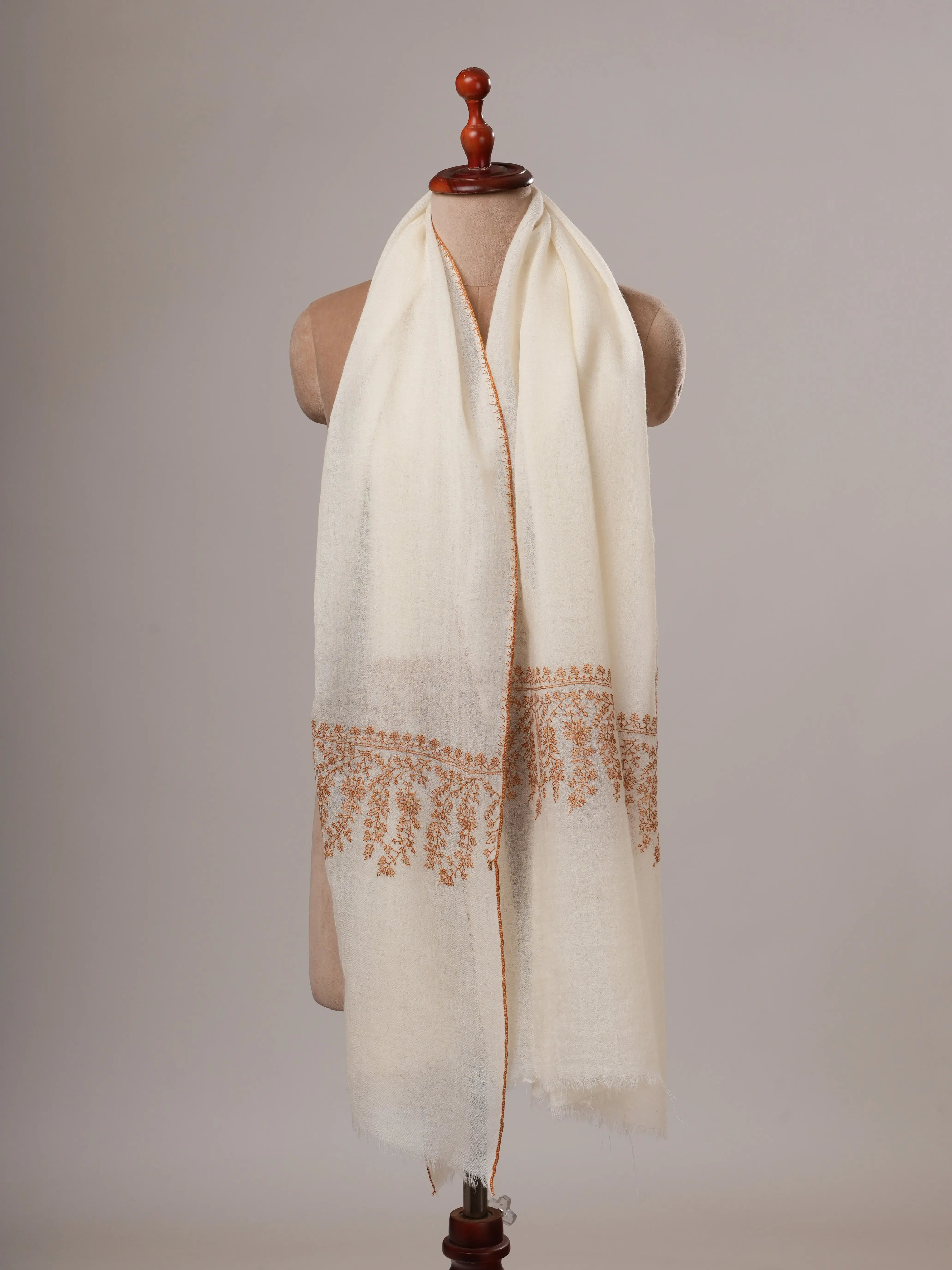 Boiled Wool Hand Sozni Embroidered Palla Shawl Shahkaar