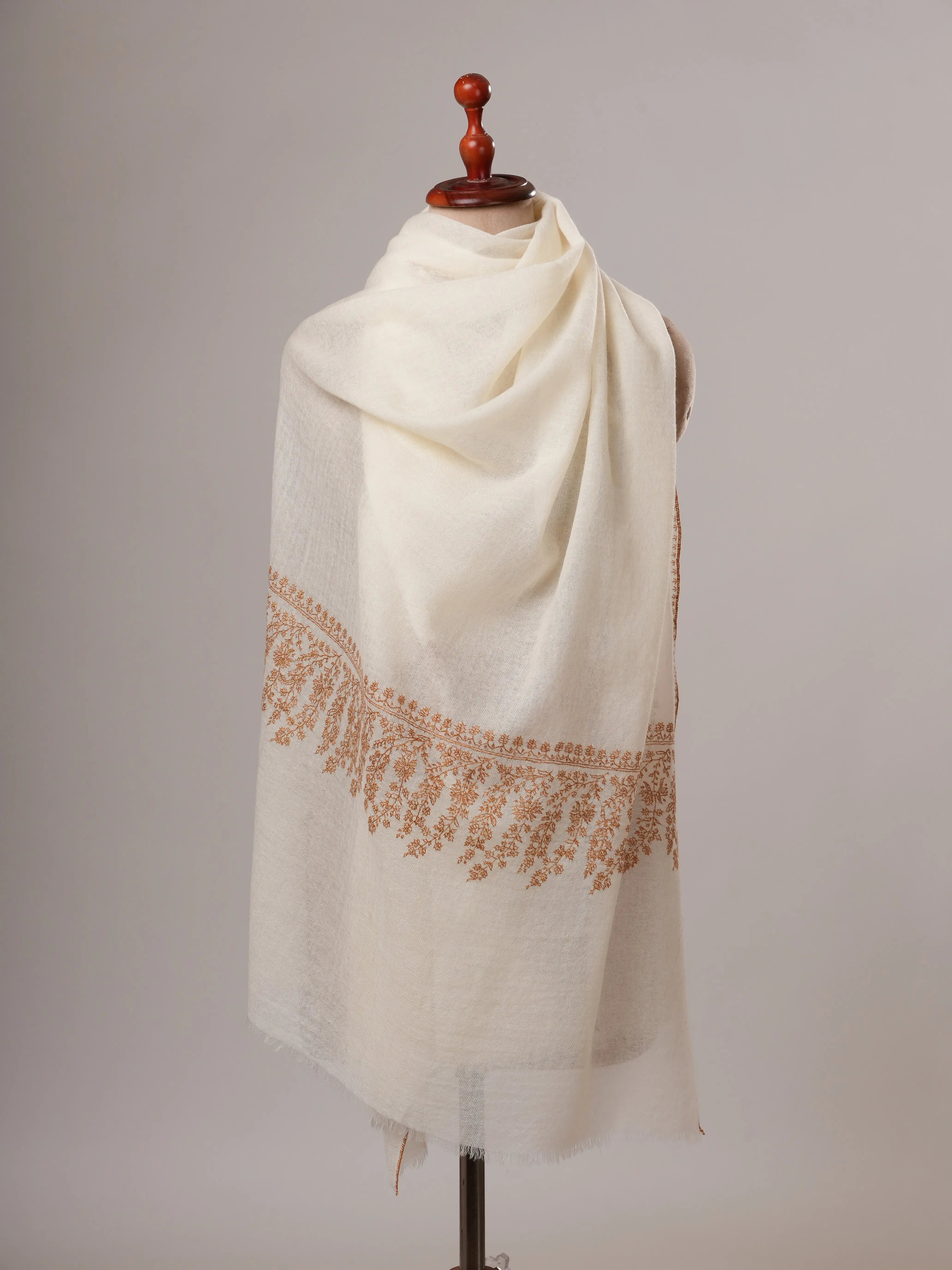 Boiled Wool Hand Sozni Embroidered Palla Shawl Shahkaar