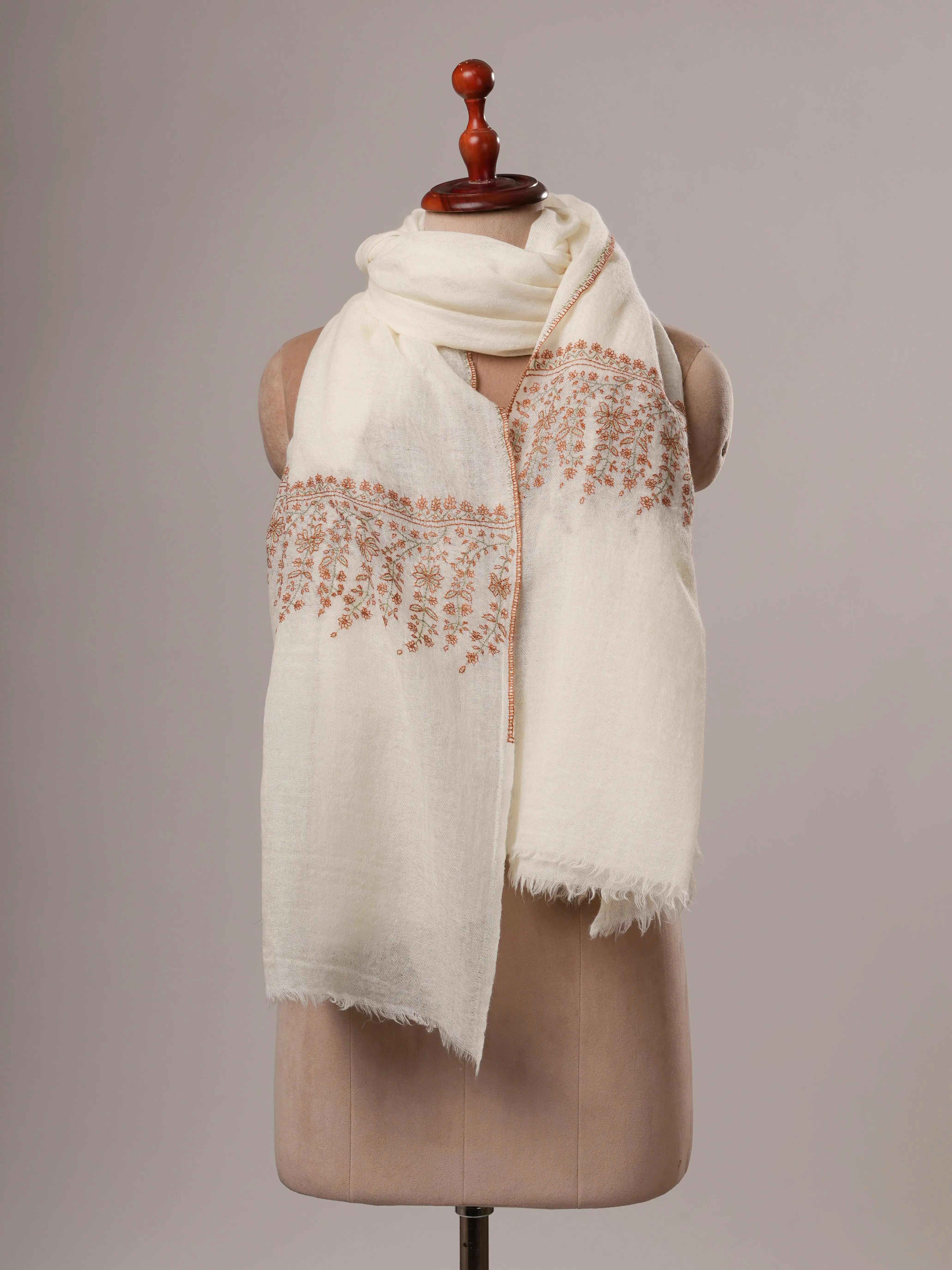 Sozni Palla Embroidered Lightweight Boiled Wool Shawl Shahkaar