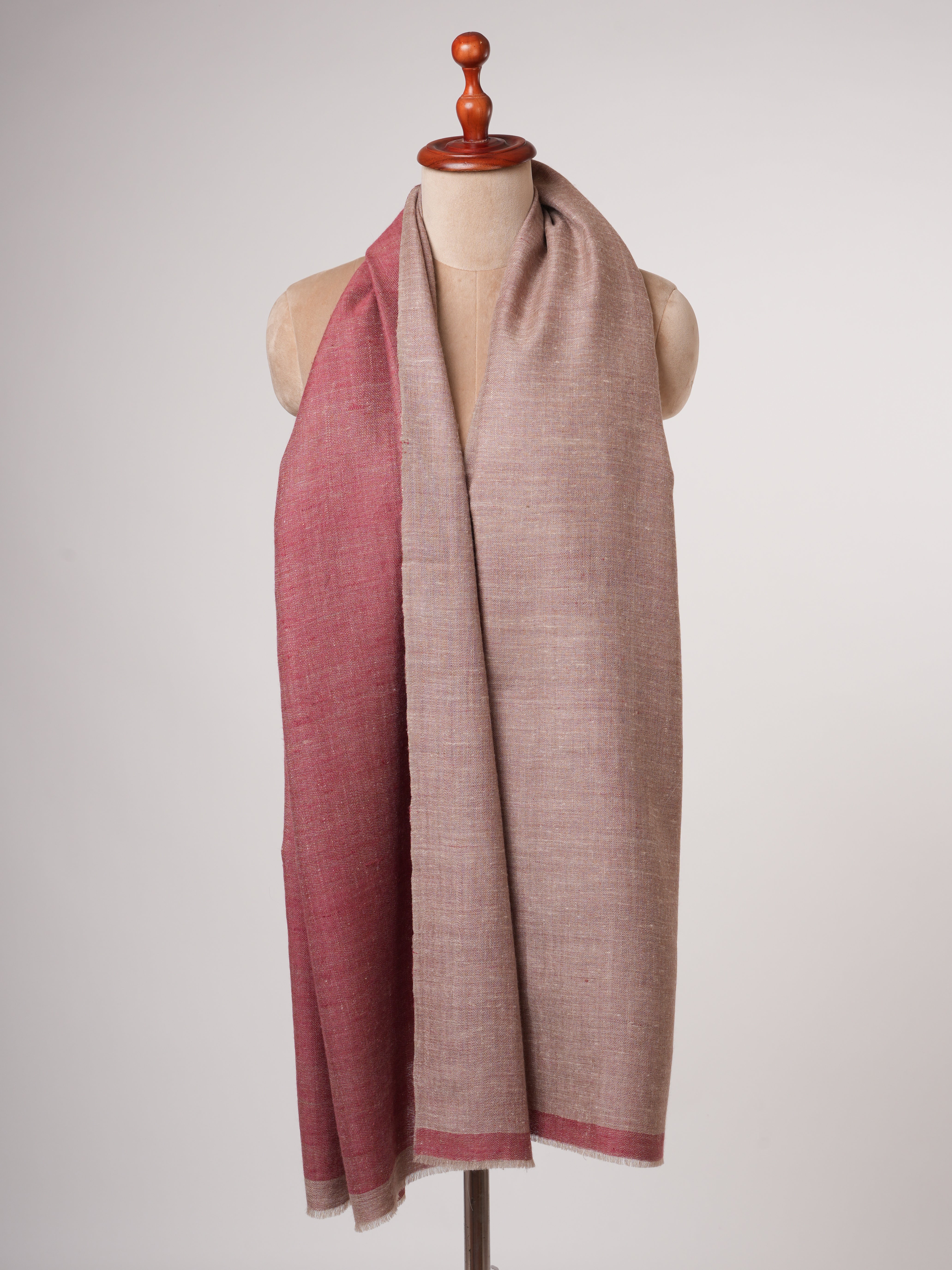Baby Soft Cashmere Stole with Dual Shade Beige & Red – Soft & Luxurious