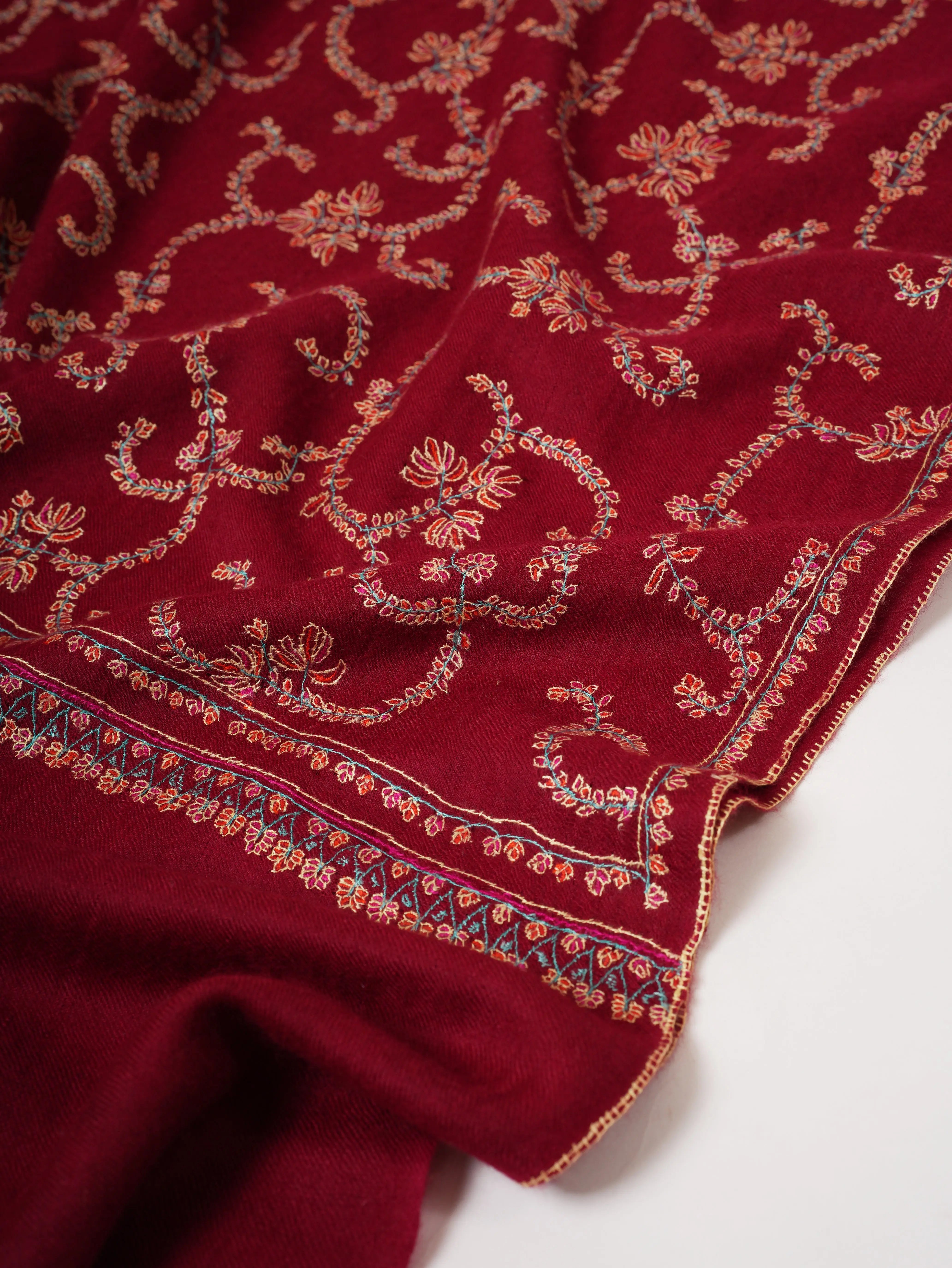 Baby Soft Cashmere Scarf – Hand Embroidered Jali Motif Shahkaar