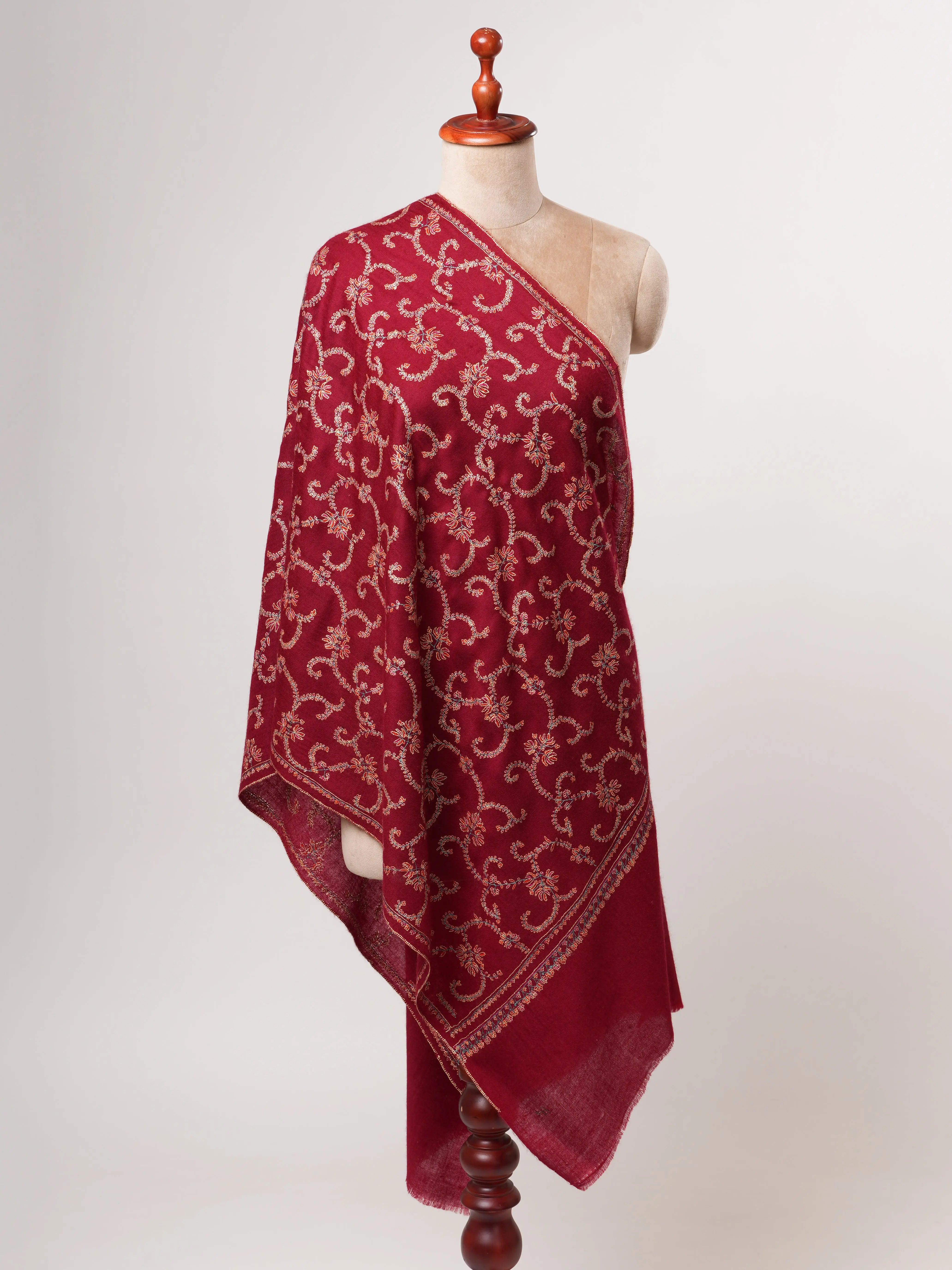 Baby Soft Cashmere Scarf – Hand Embroidered Jali Motif Shahkaar