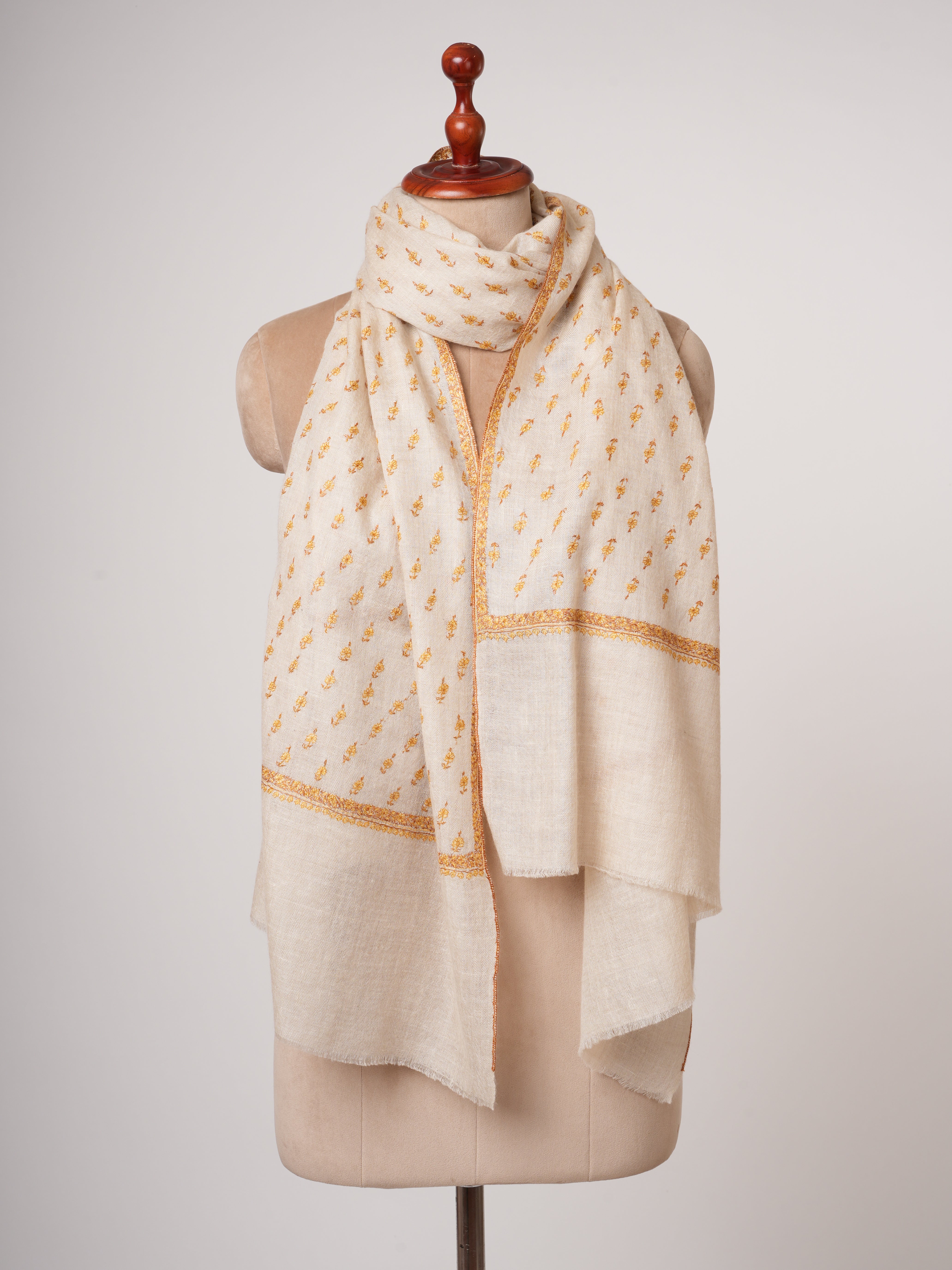 Baby Soft Cashmere Scarf with Hand Embroidery
