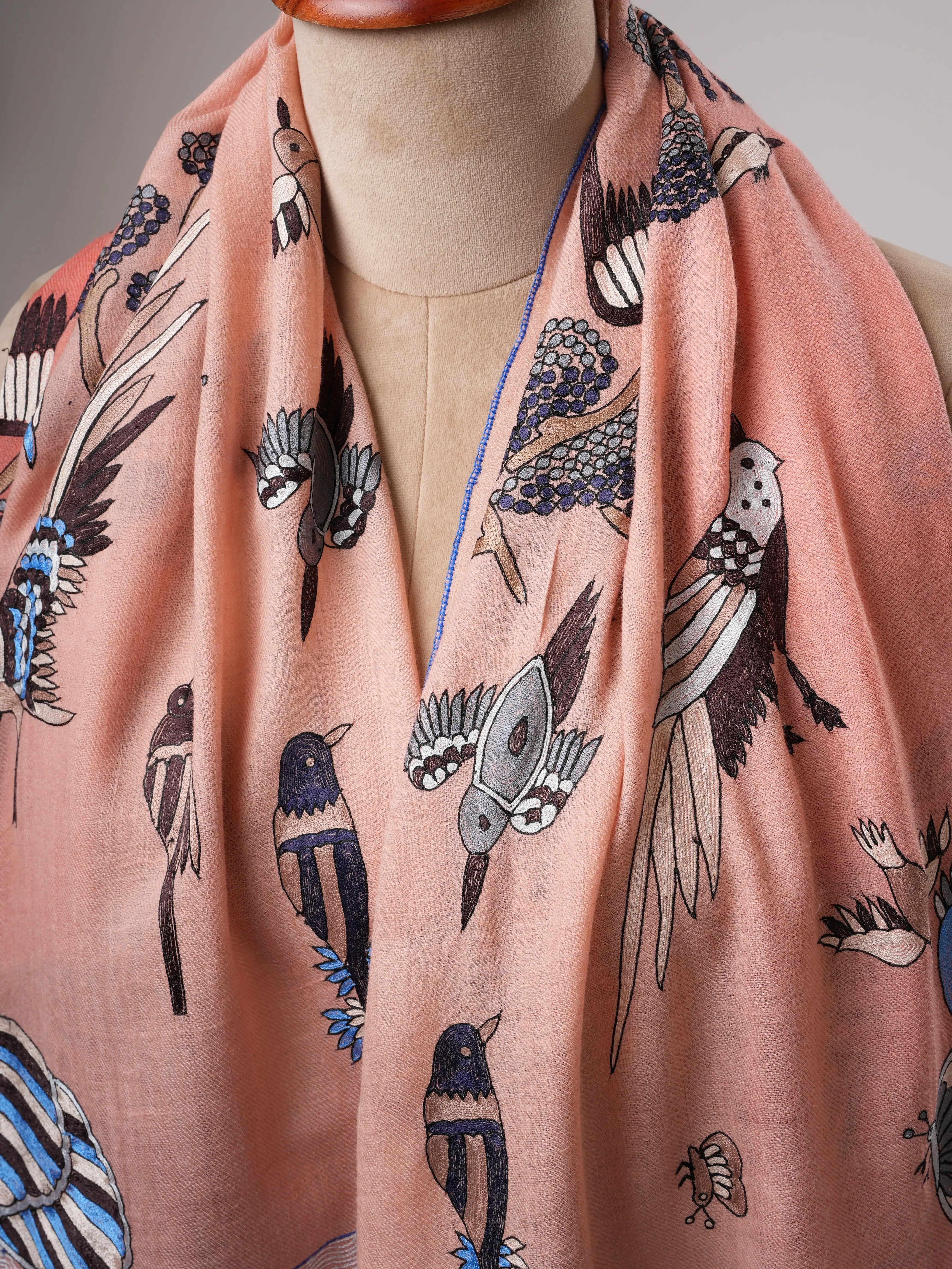 Ombré Hand Woven Pure Pashmina Shawl with Hand Hook Embroidery Shahkaar