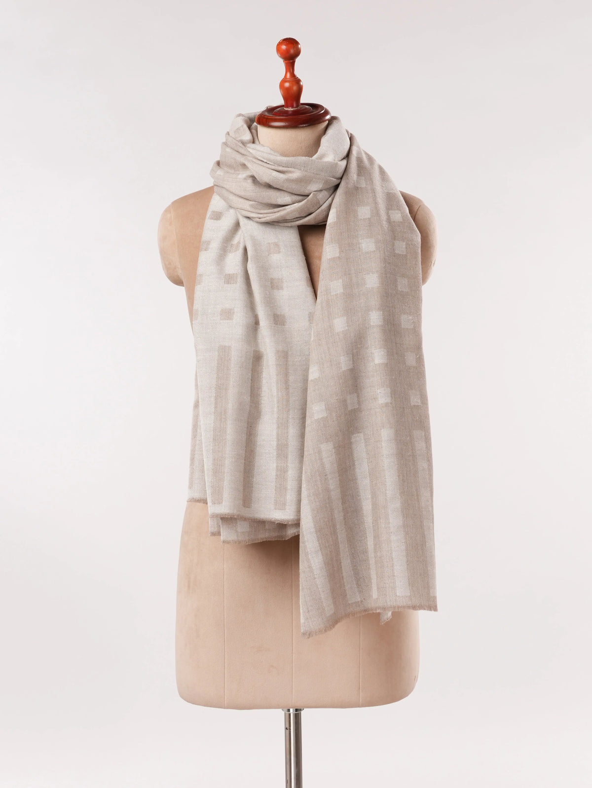 Natural Ivory and Beige Dual Tone Authentic Pashmina Shawl