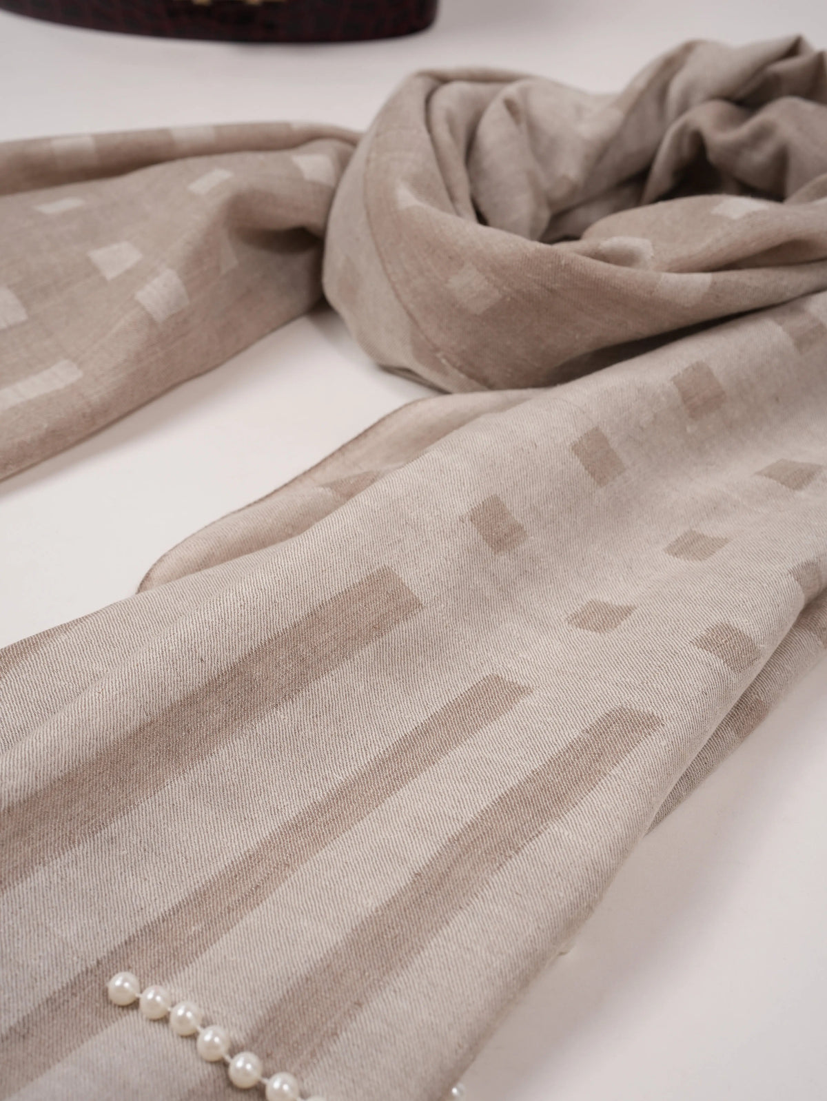 Natural Ivory and Beige Dual Tone Authentic Pashmina Shawl