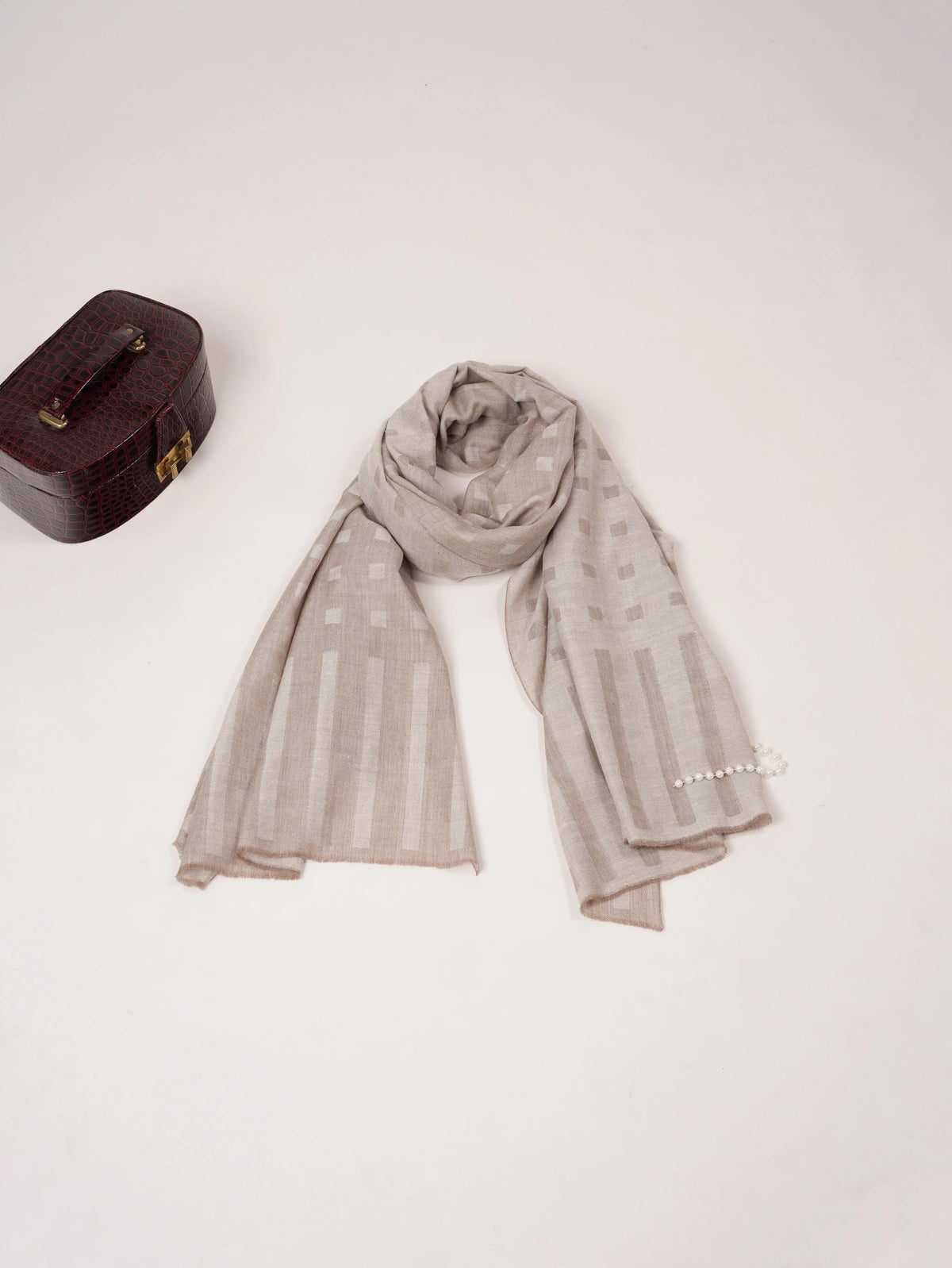 Natural Ivory and Beige Dual Tone Authentic Pashmina Shawl