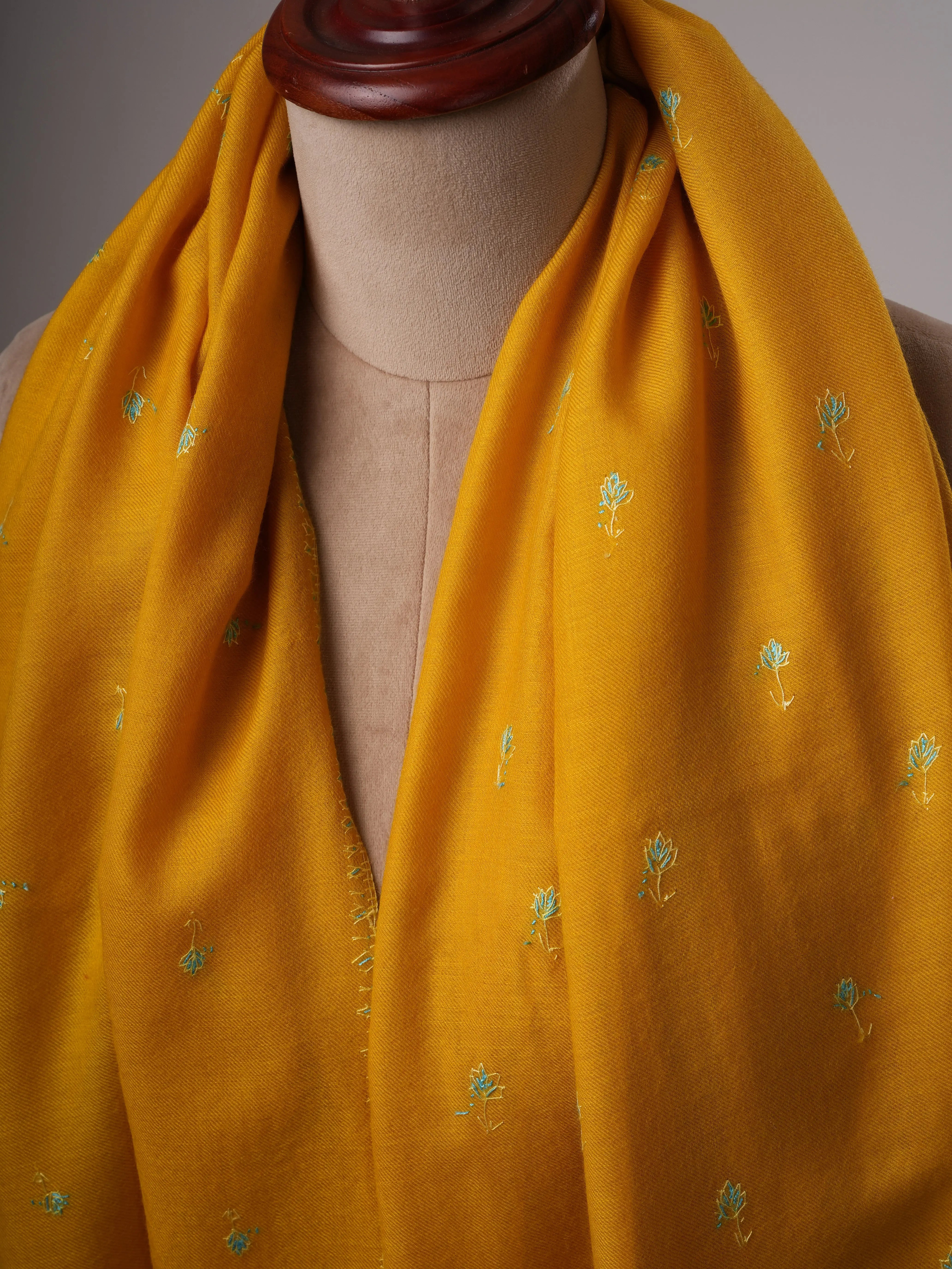 Classic Fine Wool Shawl with Intricate Machie Booti Hand Embroidery Shahkaar